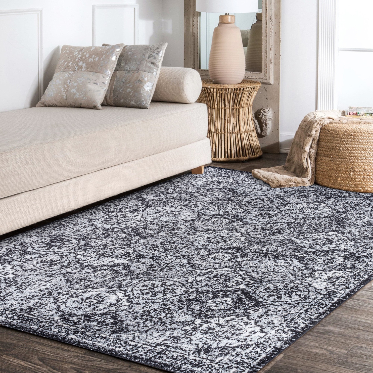 Tapis moderne avec treillis style ancien Boho Perse
