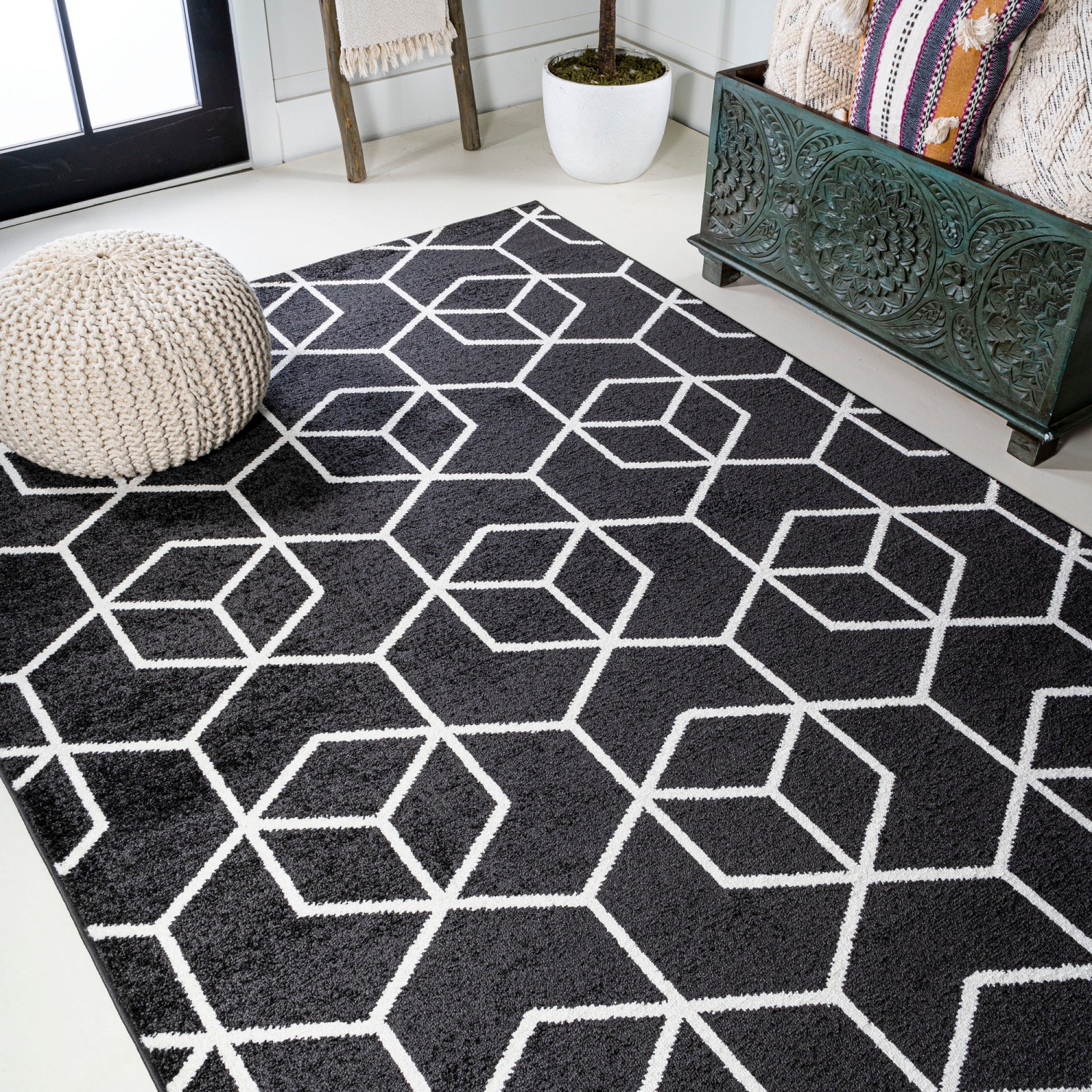 Tapis moderne à motif géométrique culbutant