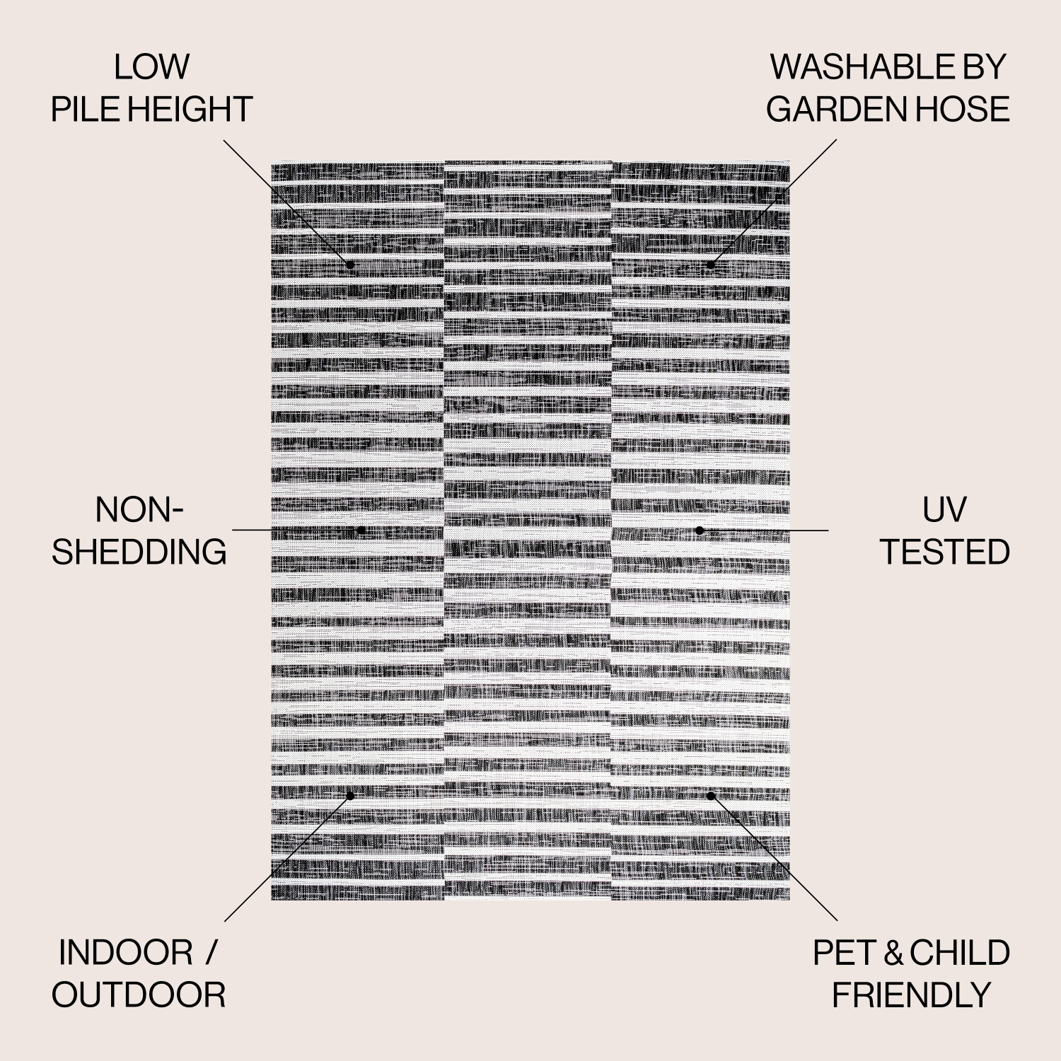 Tapis moderne à rayures décalées pour l'intérieur et l'extérieur Sukie