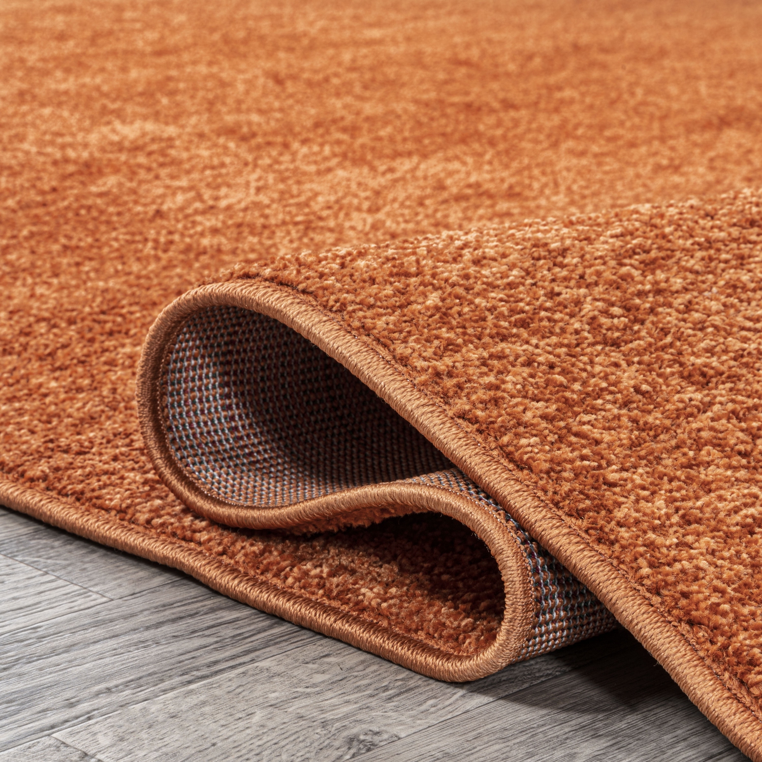 Haze Solid Low Pile Area Rug Orange