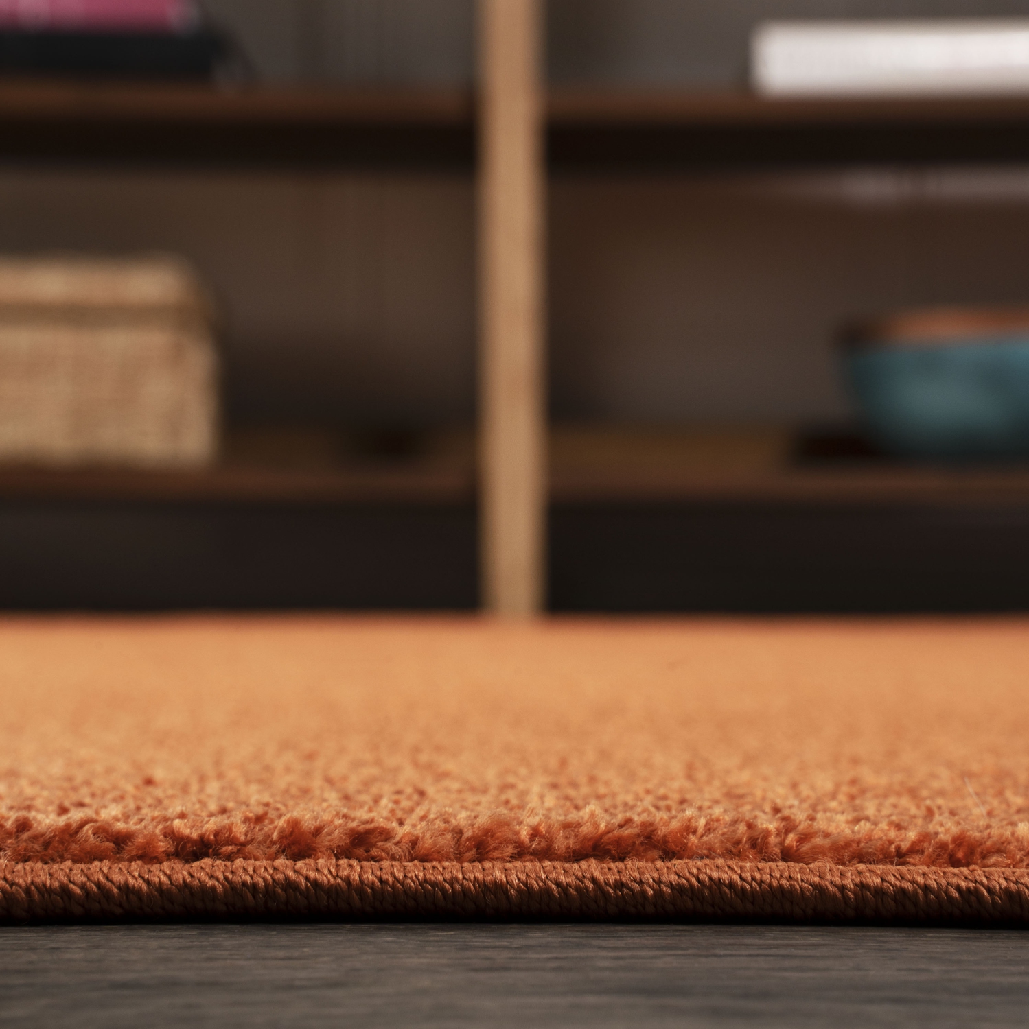 Haze Solid Low Pile Area Rug Orange