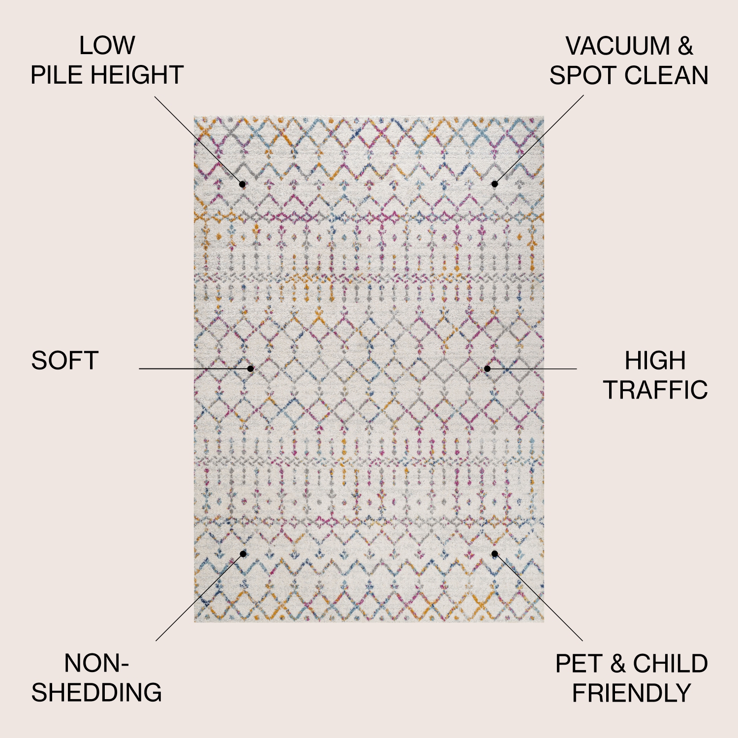 Moroccan Hype Boho Vintage Diamond Area Rug