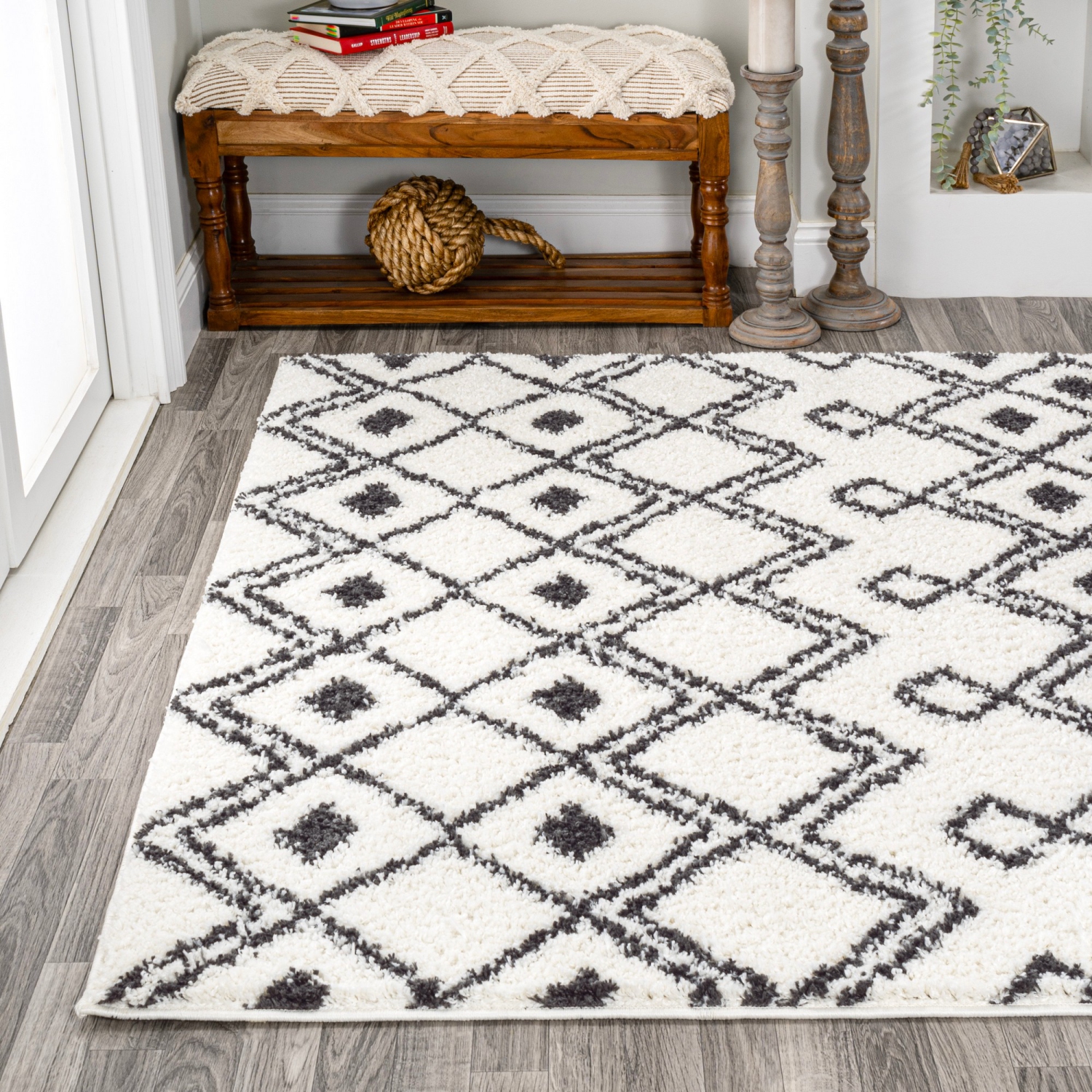 Caimari Moroccan Diamond Shag Area Rug