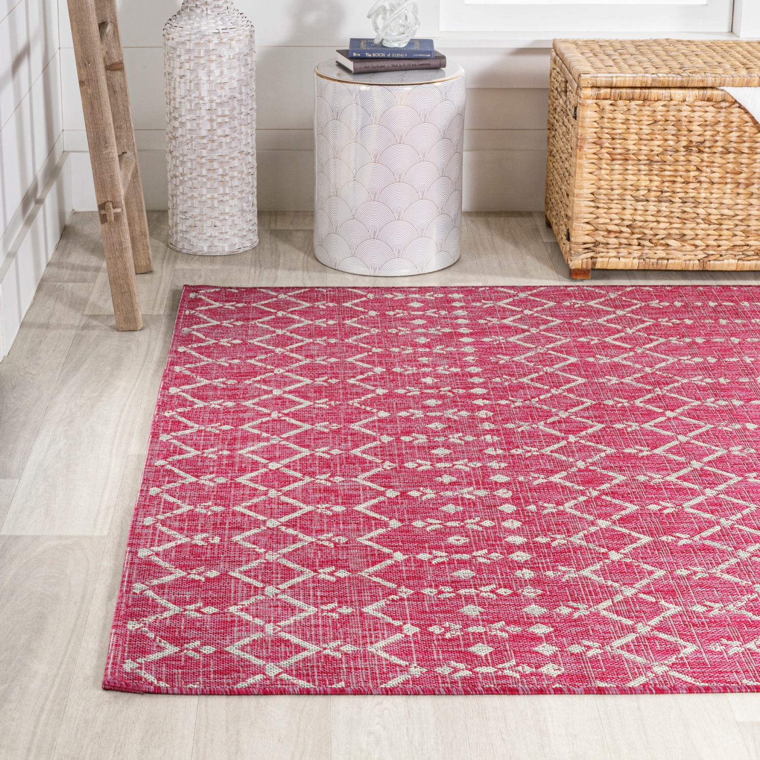 Ourika Moroccan Geometric Textured Weave Indoor/Outdoor Area Rug