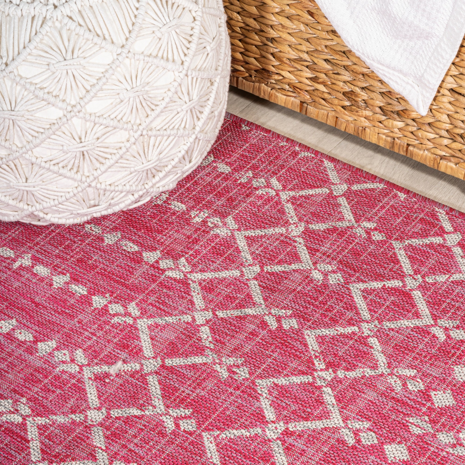 Ourika Moroccan Geometric Textured Weave Indoor/Outdoor Area Rug