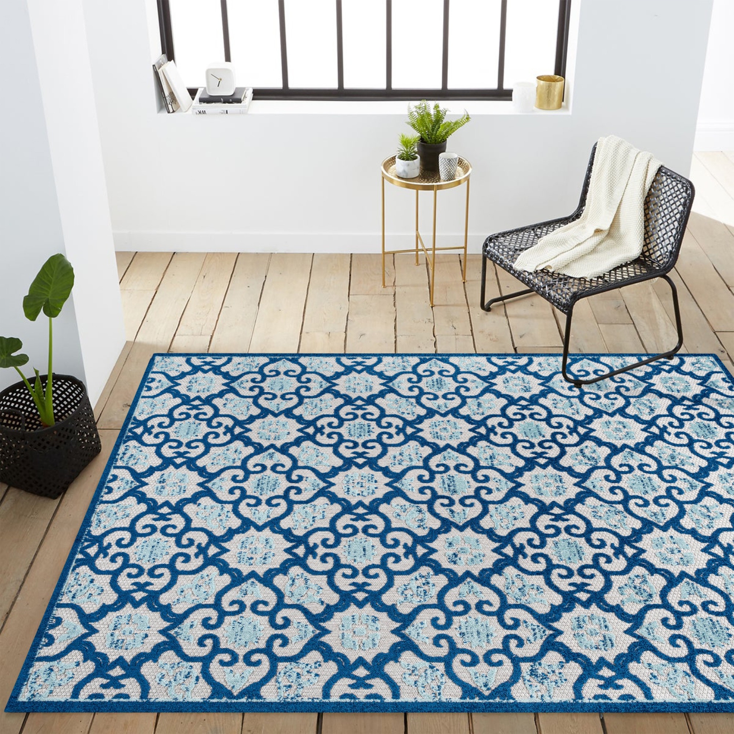 Gallia Tile Trellis High-Low Indoor/Outdoor Area Rug