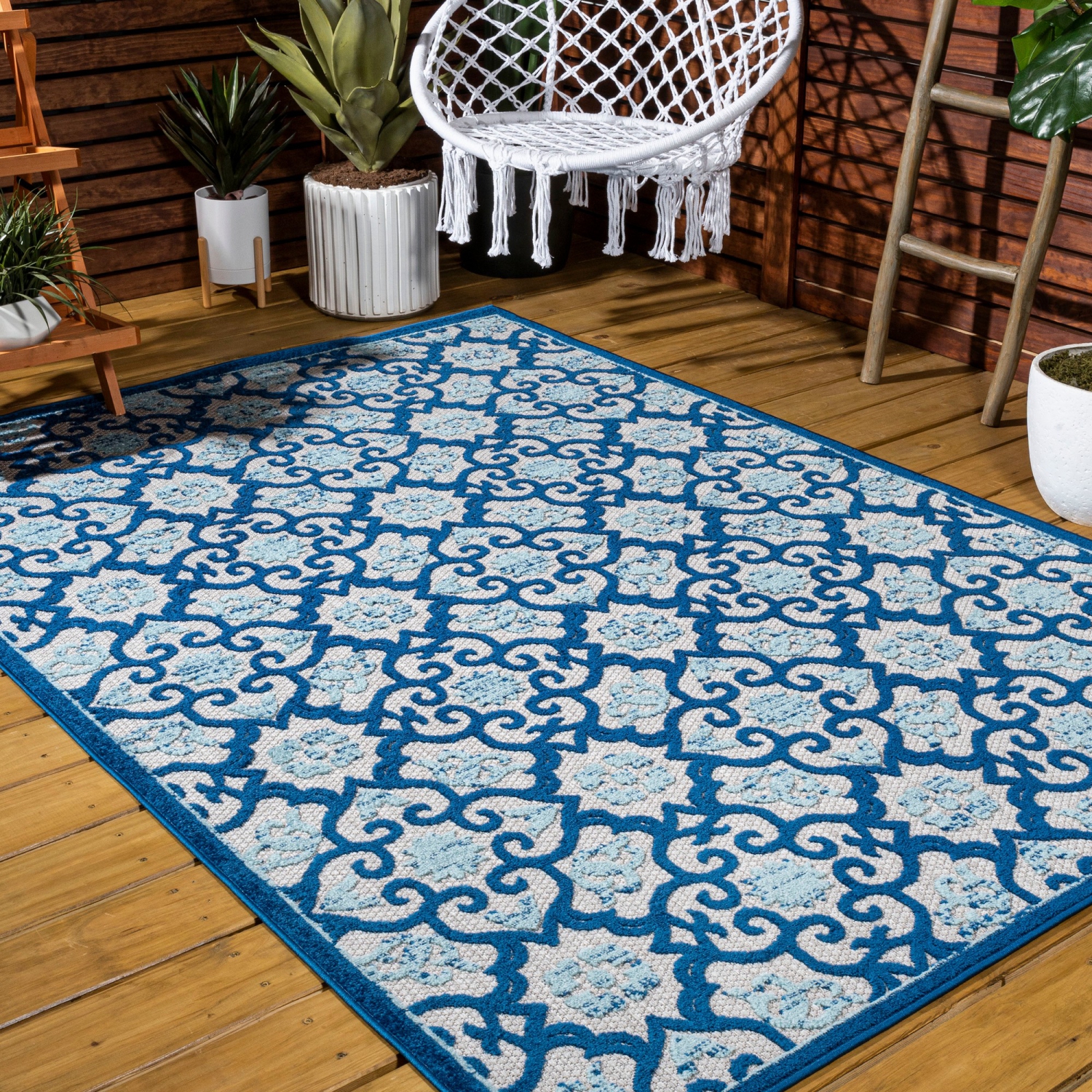 Gallia Tile Trellis High-Low Indoor/Outdoor Area Rug