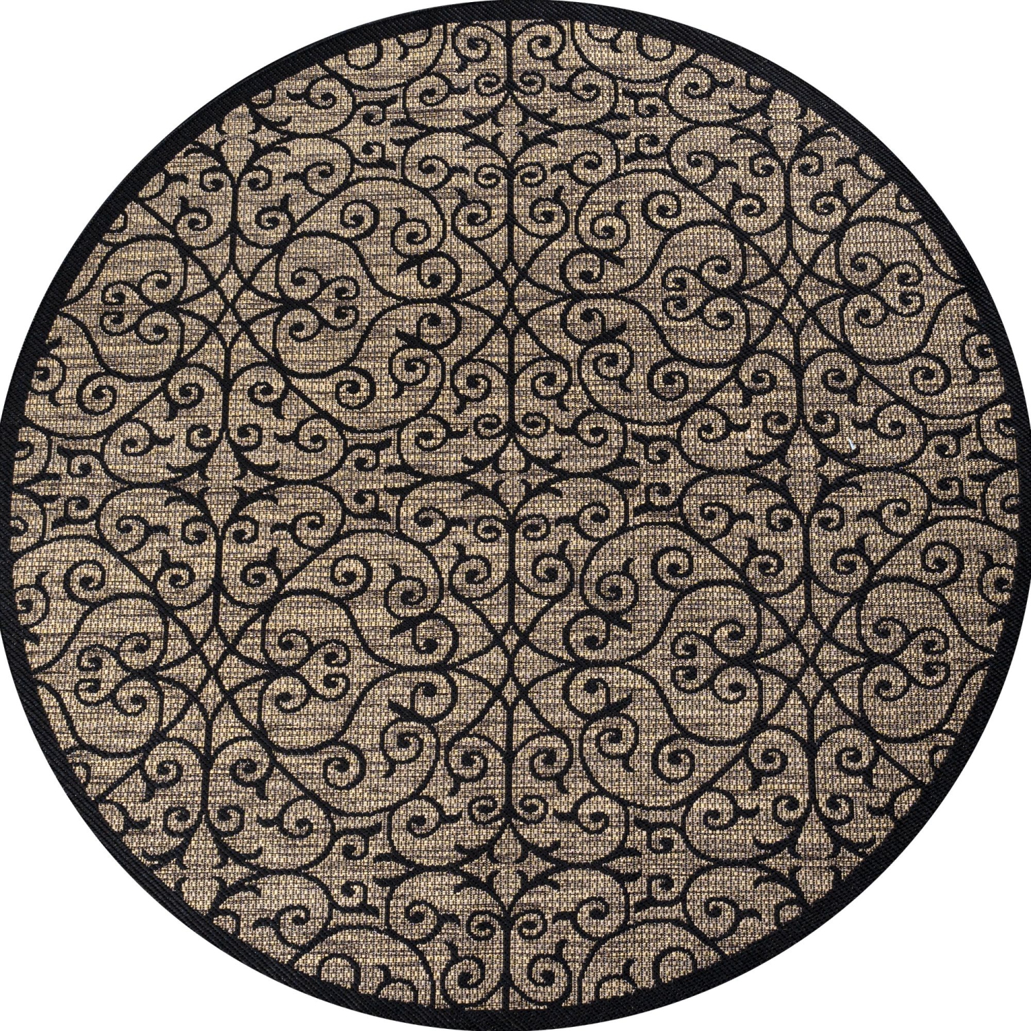Madrid Vintage Filigree Textured Weave Indoor/Outdoor Round Rug