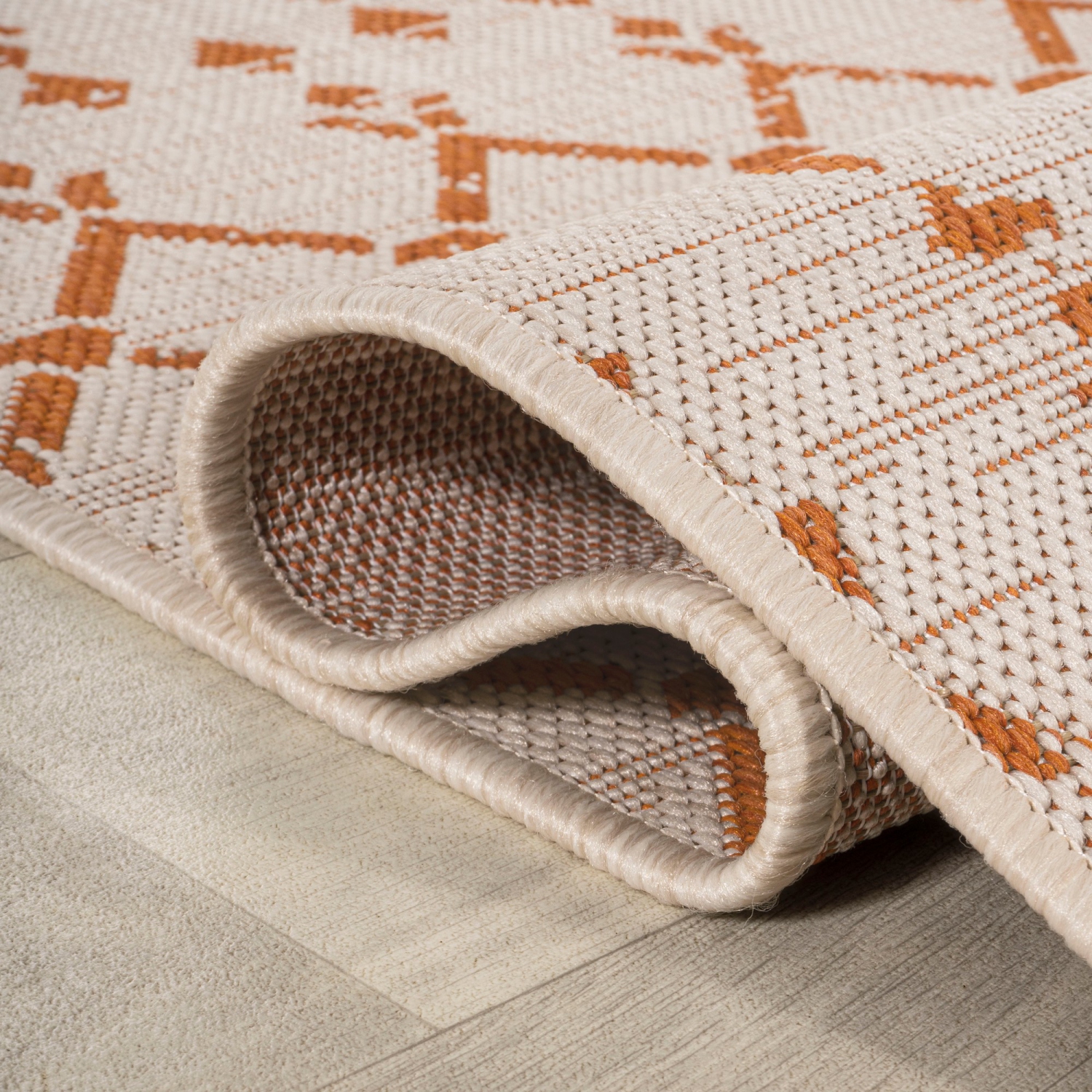 Ourika Moroccan Geometric Textured Weave Indoor/Outdoor Runner Rug