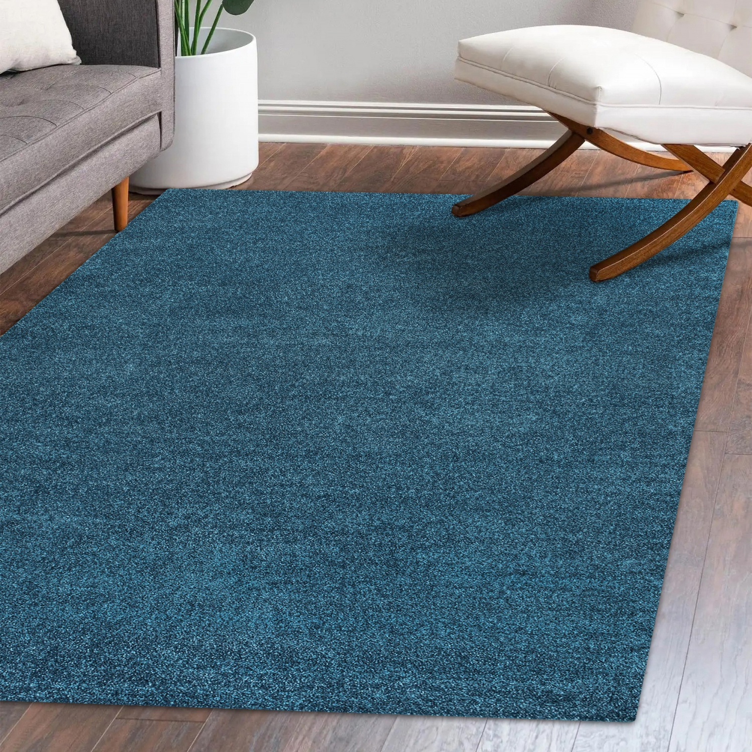 Haze Solid Low Pile Area Rug Turquoise