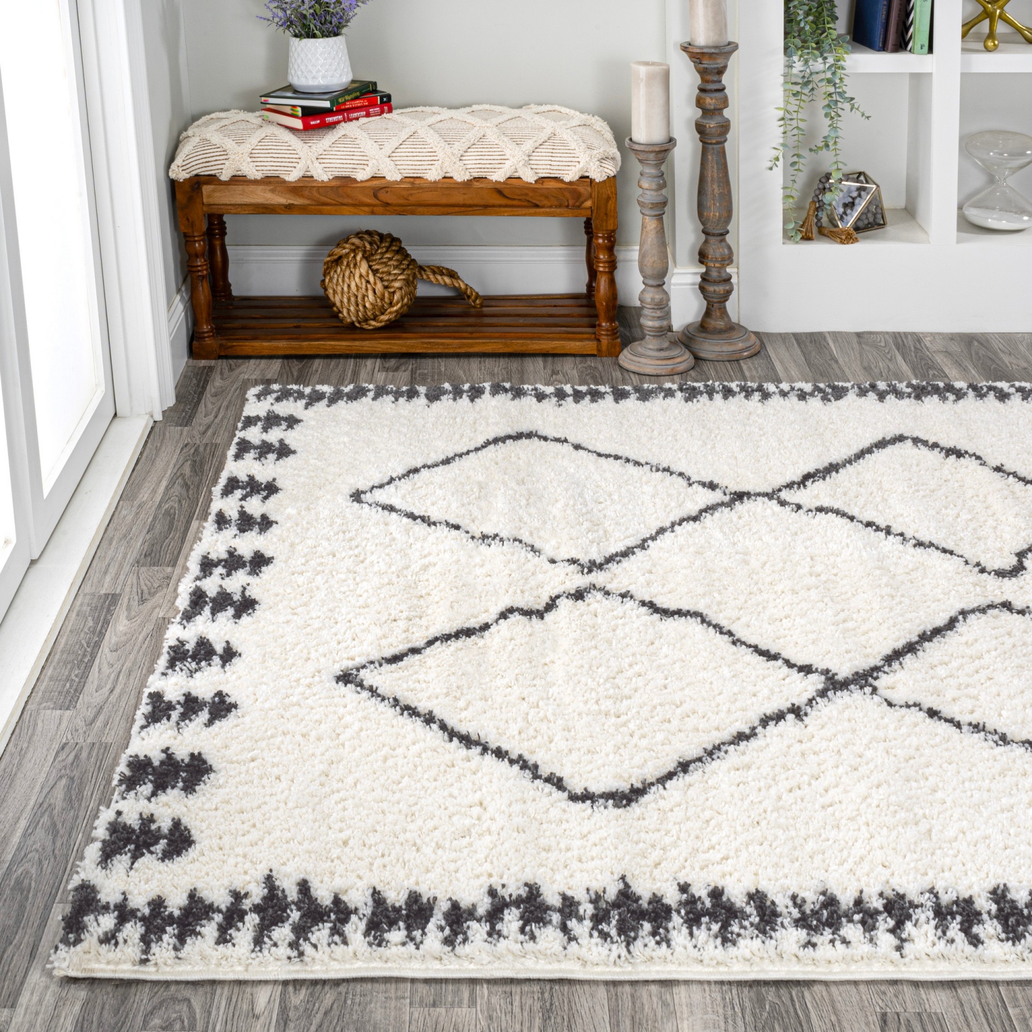 Calvia Moroccan Diamond Shag Area Rug