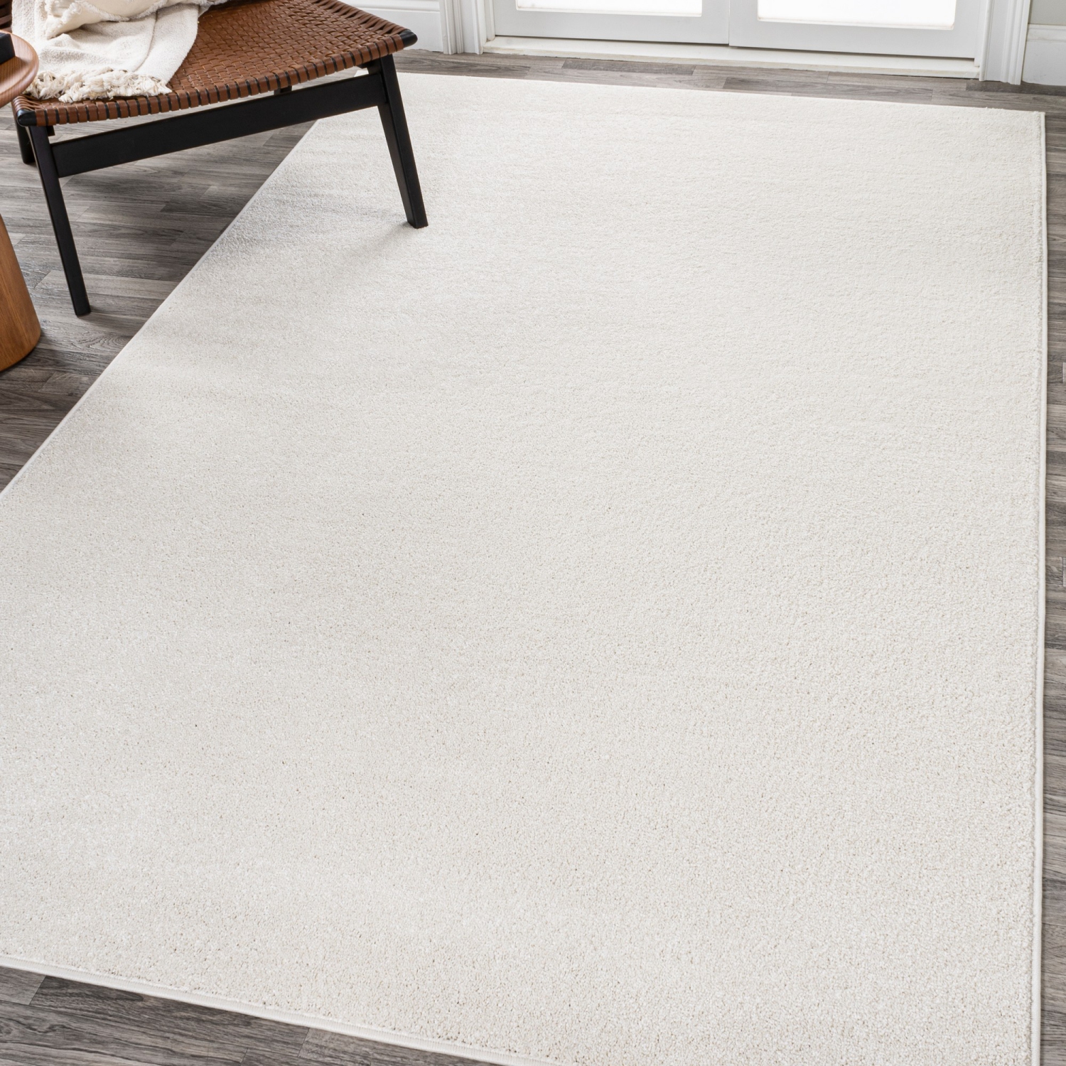 Haze Solid Low Pile Area Rug Cream