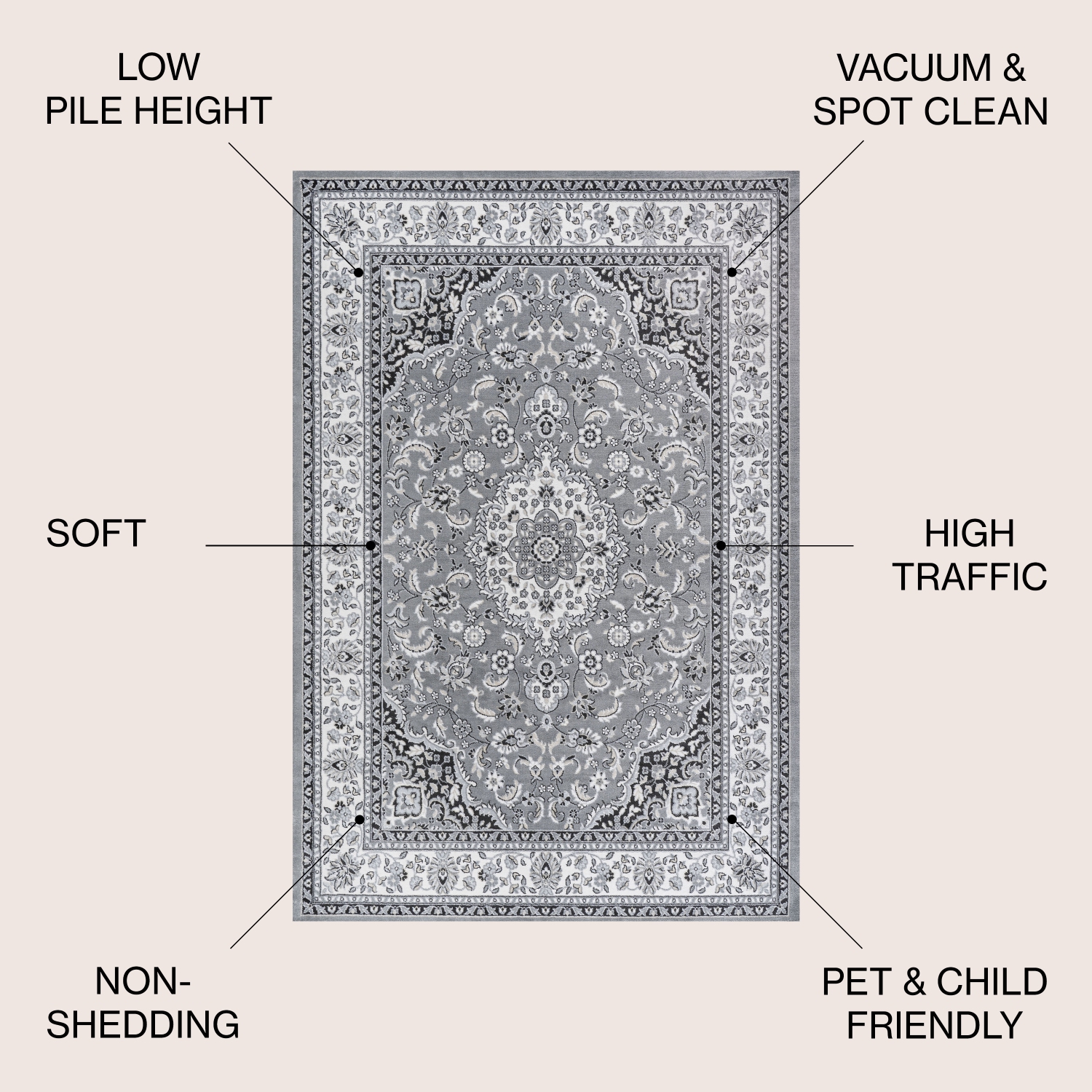 Tapis moderne à motif floral persan Palmette