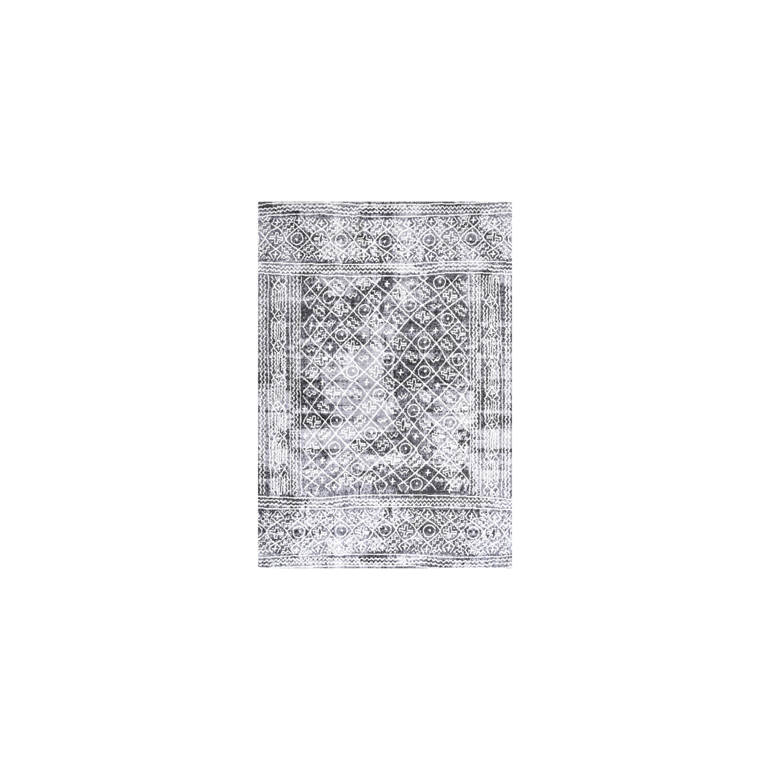 Tapis décoratif à motif géométrique marocain Iften vieilli