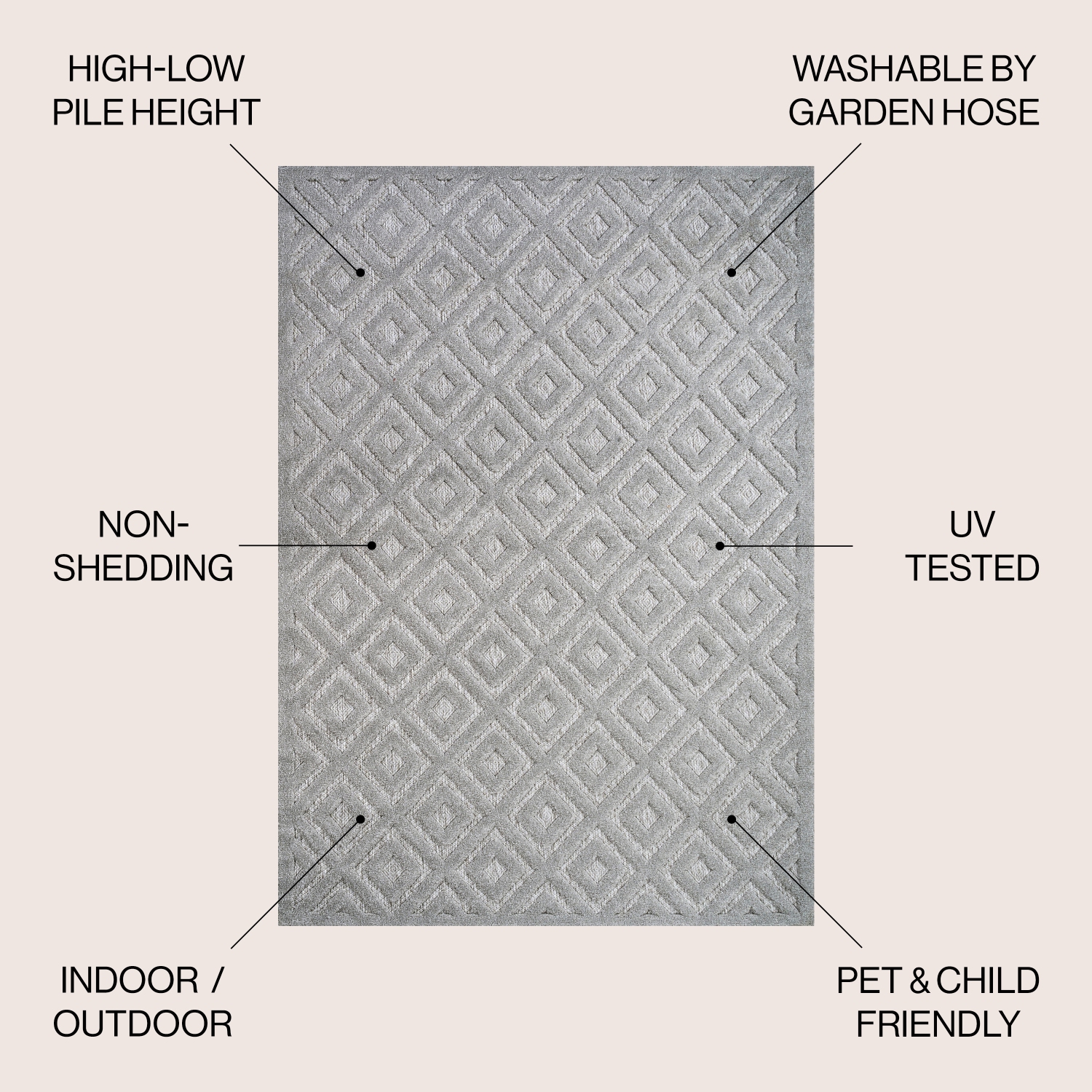 Portmany Neutral Diamond Trellis Indoor/Outdoor Area Rug