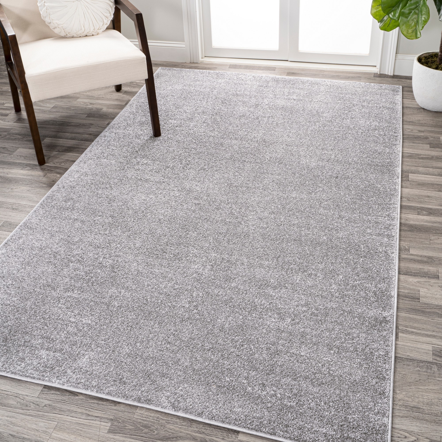 Haze Solid Low Pile Area Rug Gray