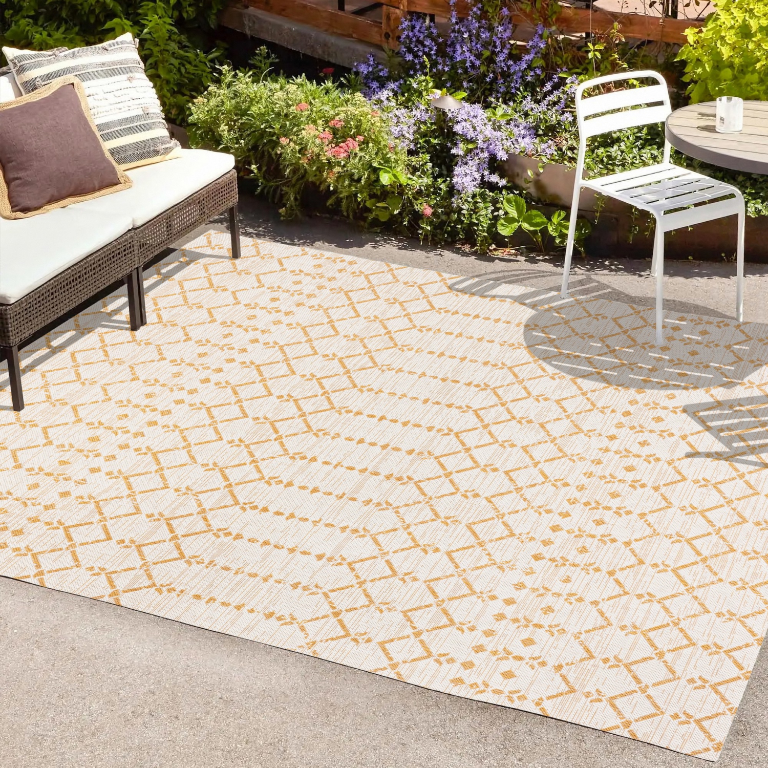 Ourika Moroccan Geometric Textured Weave Indoor/Outdoor Area Rug