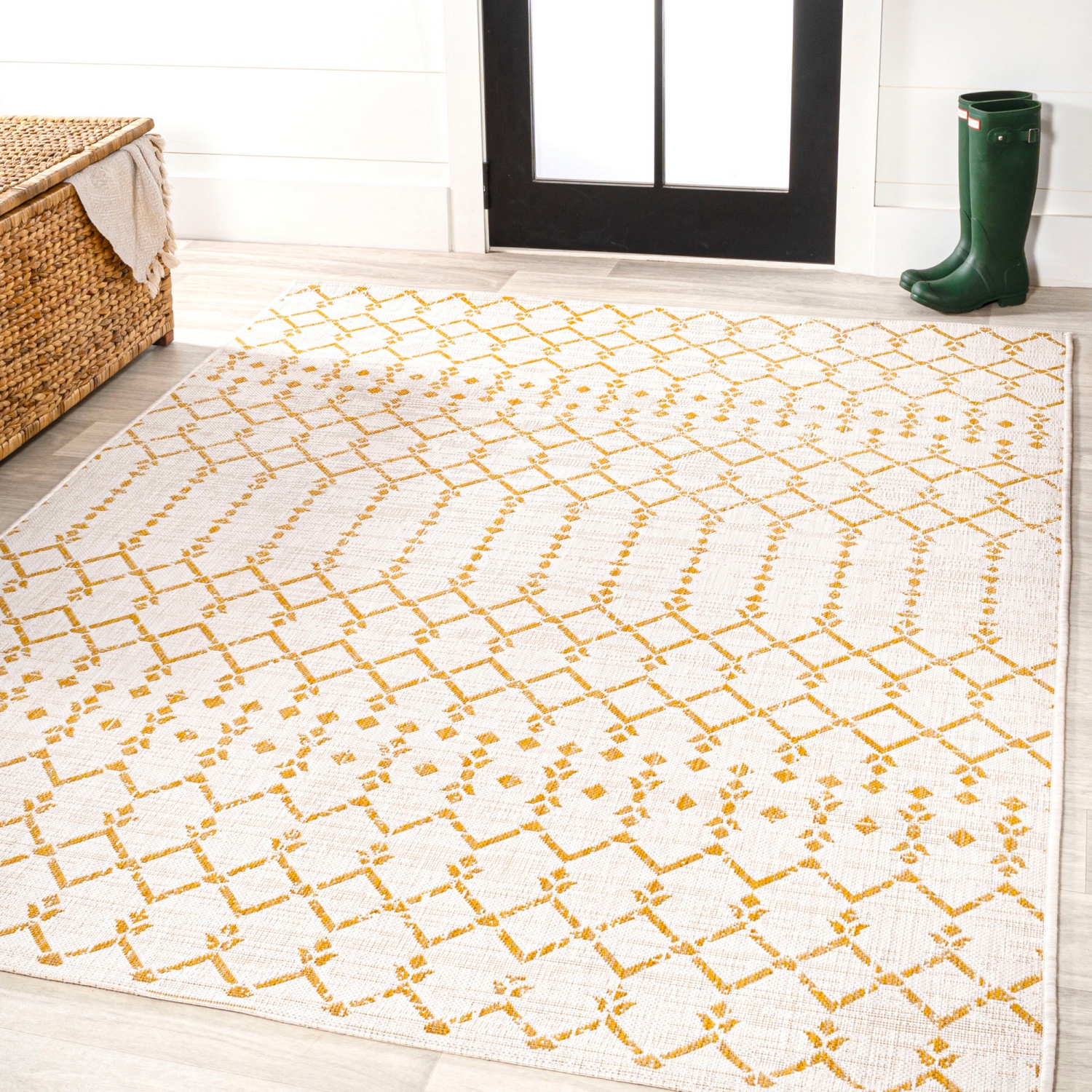 Ourika Moroccan Geometric Textured Weave Indoor/Outdoor Area Rug