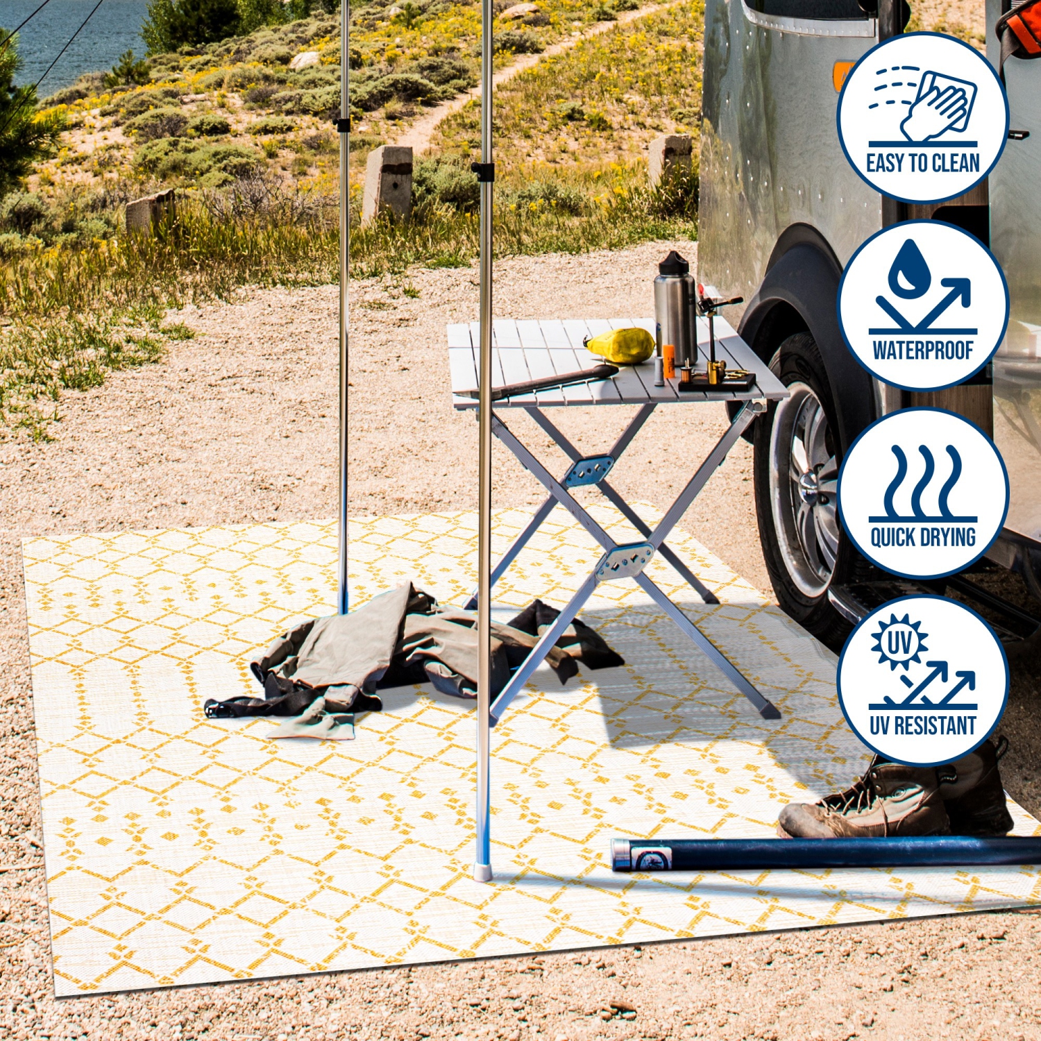 Ourika Moroccan Geometric Textured Weave Indoor/Outdoor Area Rug