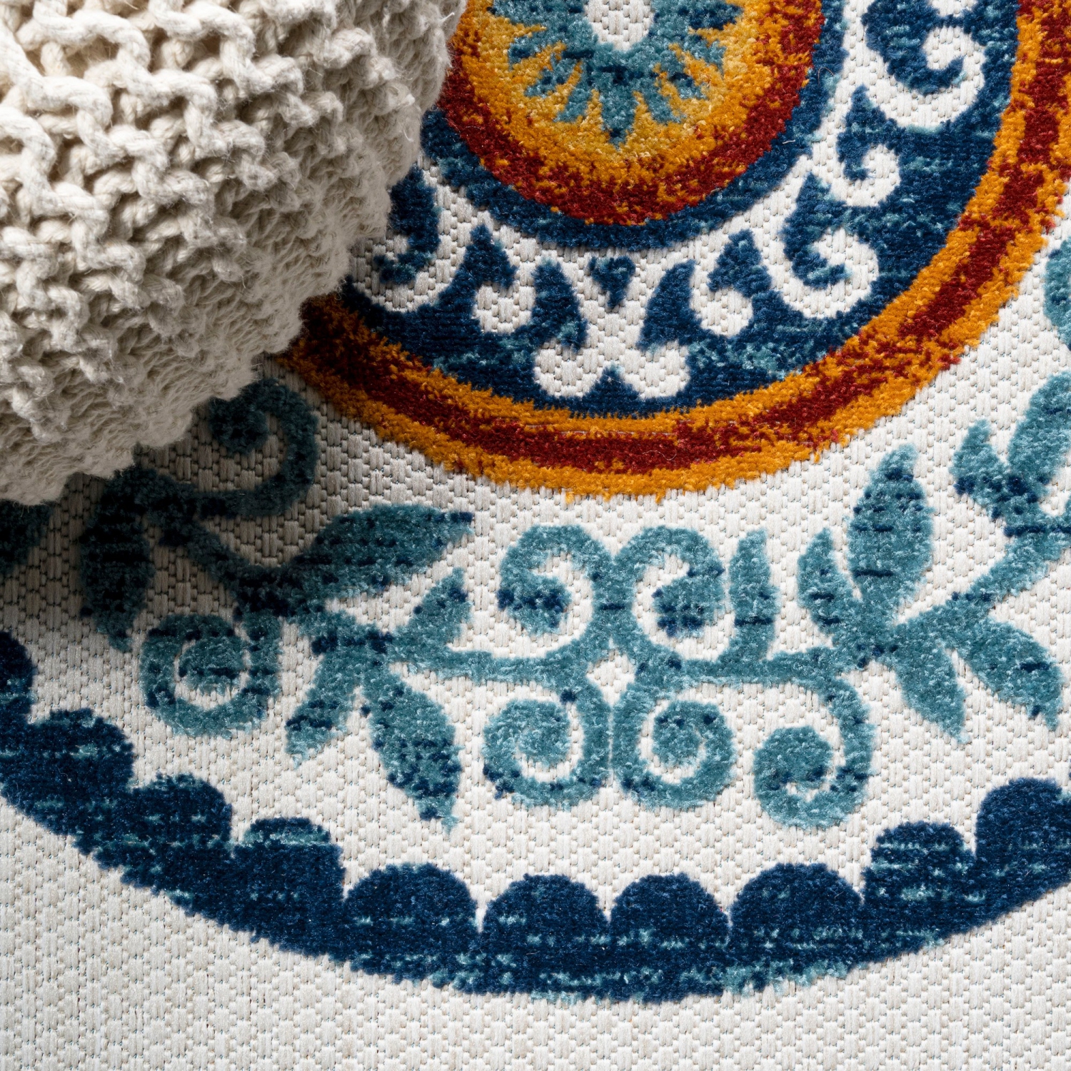 Tapis d'intérieur/d'extérieur à motif de médaillon de cirque haut-bas