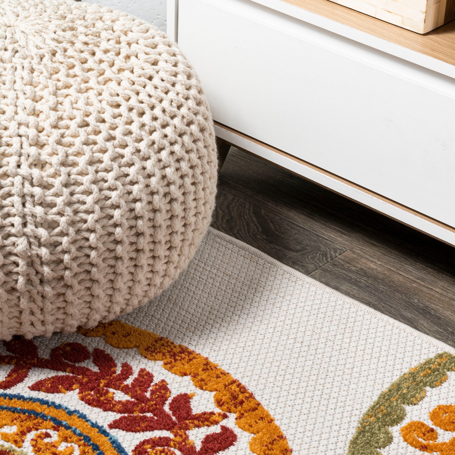 Tapis d'intérieur/d'extérieur à motif de médaillon de cirque haut-bas