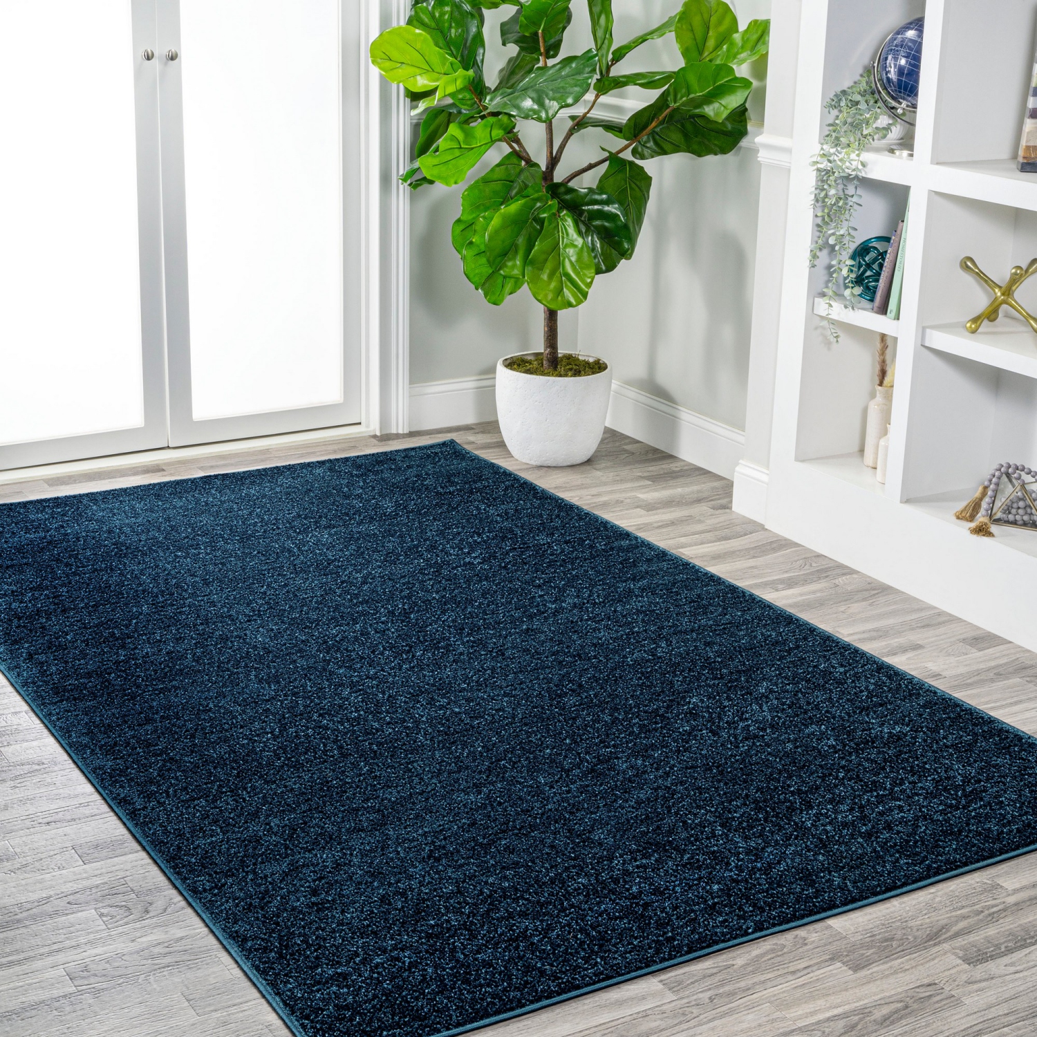 Carpette Haze uni à velours bas, bleu marine