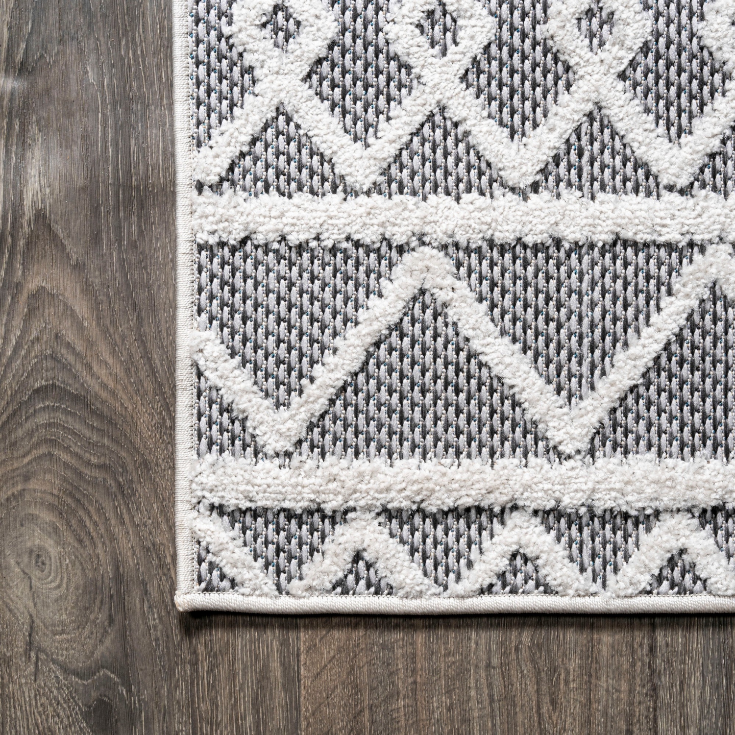 Tapis d'intérieur/d'extérieur à motif géométrique et treillis à poils longs d'Aylan