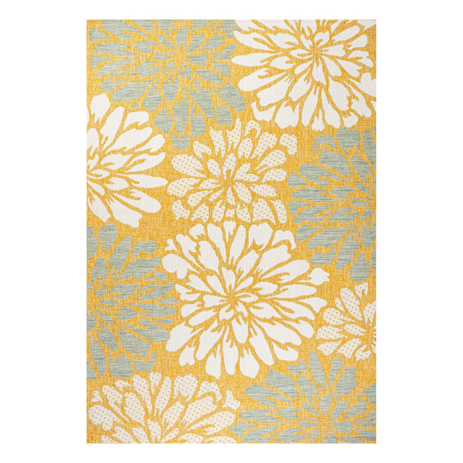 Tapis moderne tissé texturé à motif floral pour l'intérieur et l'extérieur Zinnia