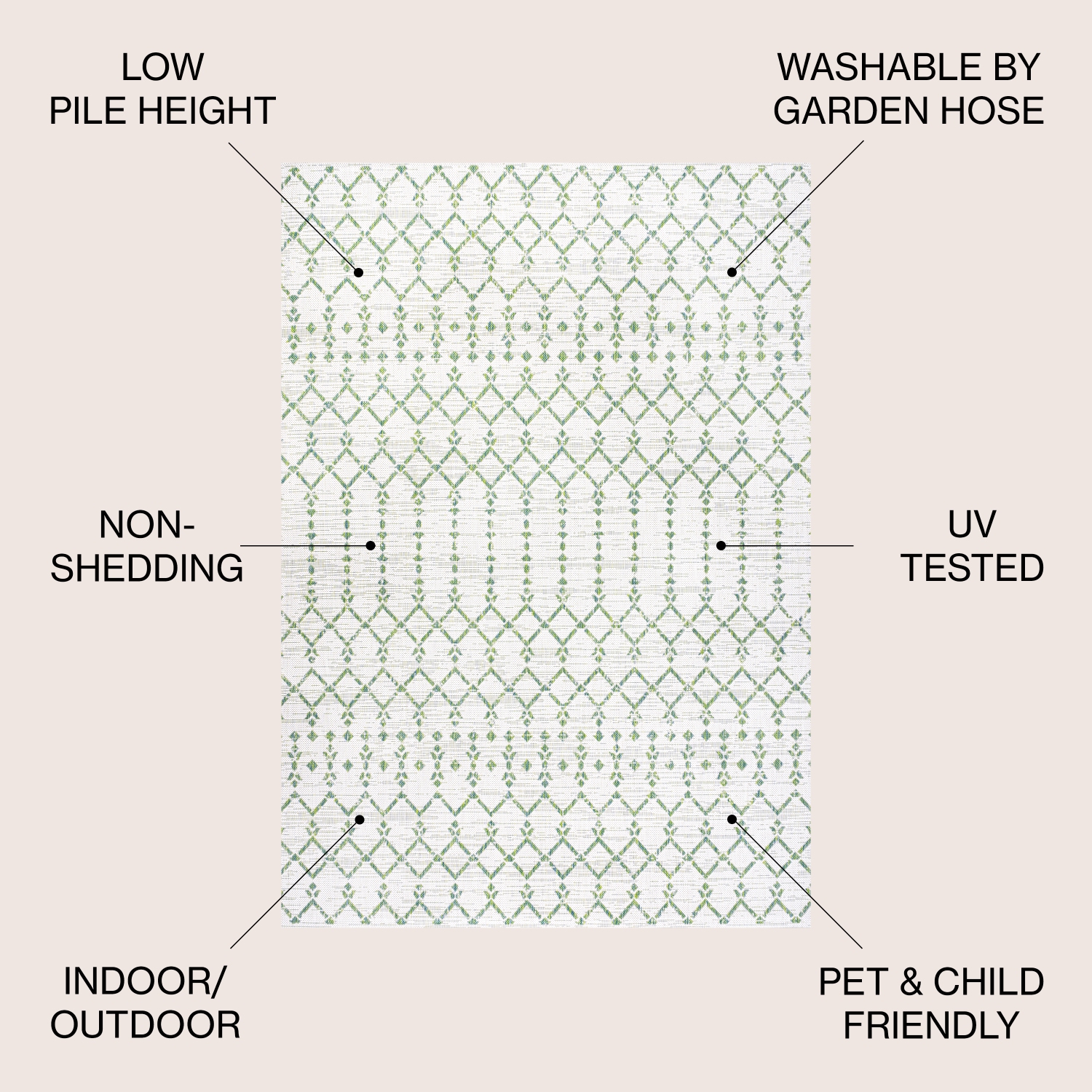 Tapis rond intérieur/extérieur à motif géométrique tressé marocain Ourika