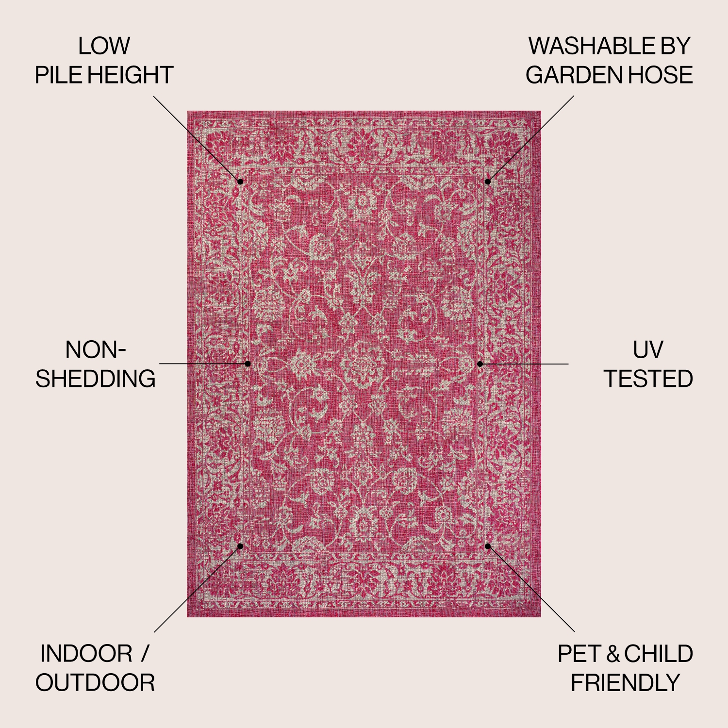 Tapis intérieur/extérieur en tissu tressé texturé style bohémien de Tela