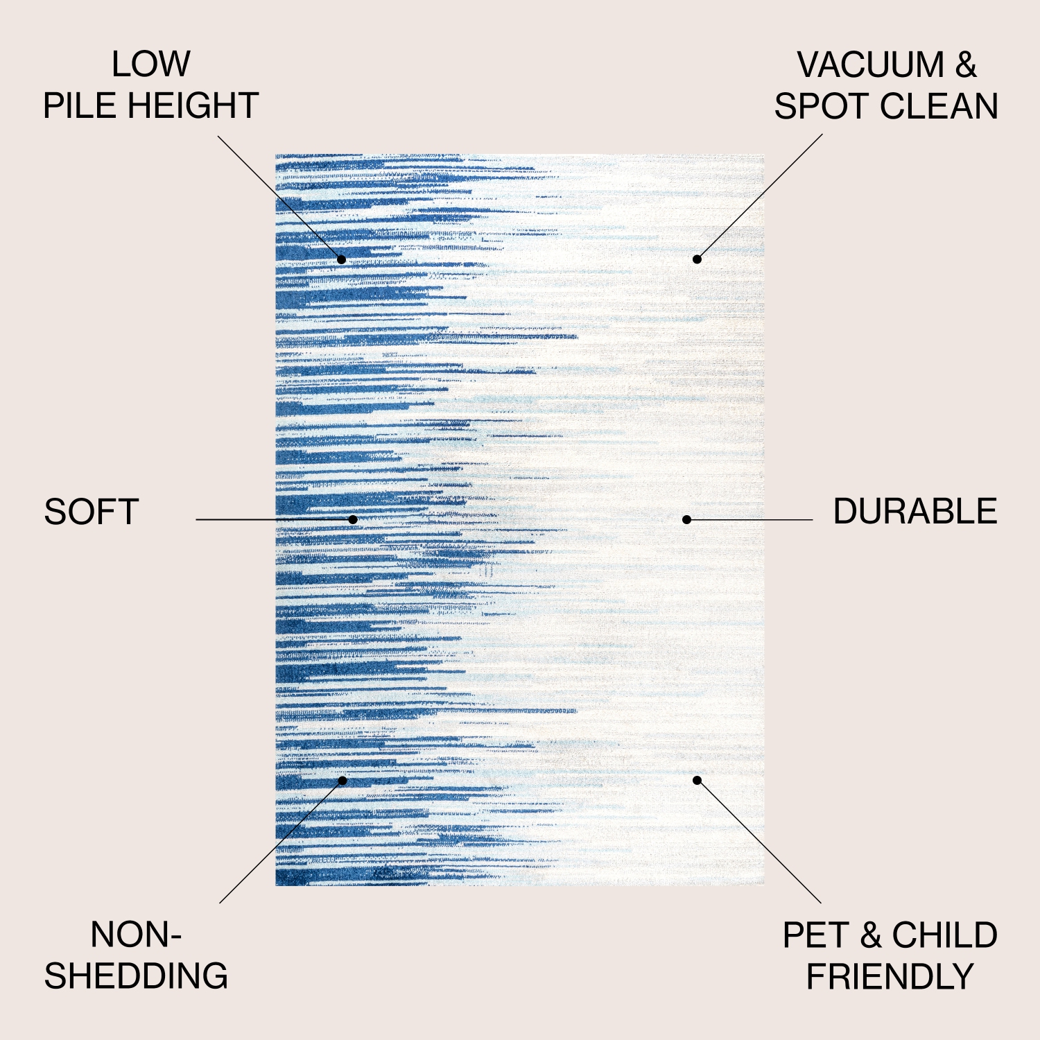 Tapis d'appoint linéaire moderne à demi-rayures