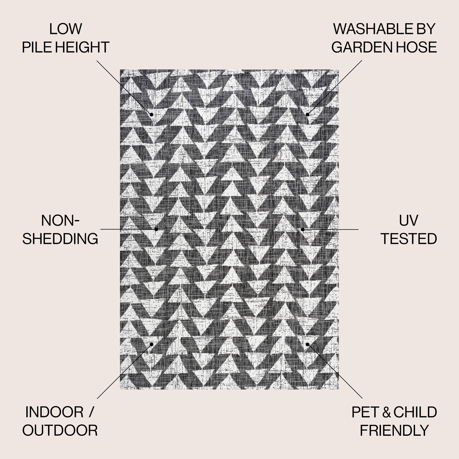 Tapis moderne à motif géométrique tribal andratx, intérieur/extérieur