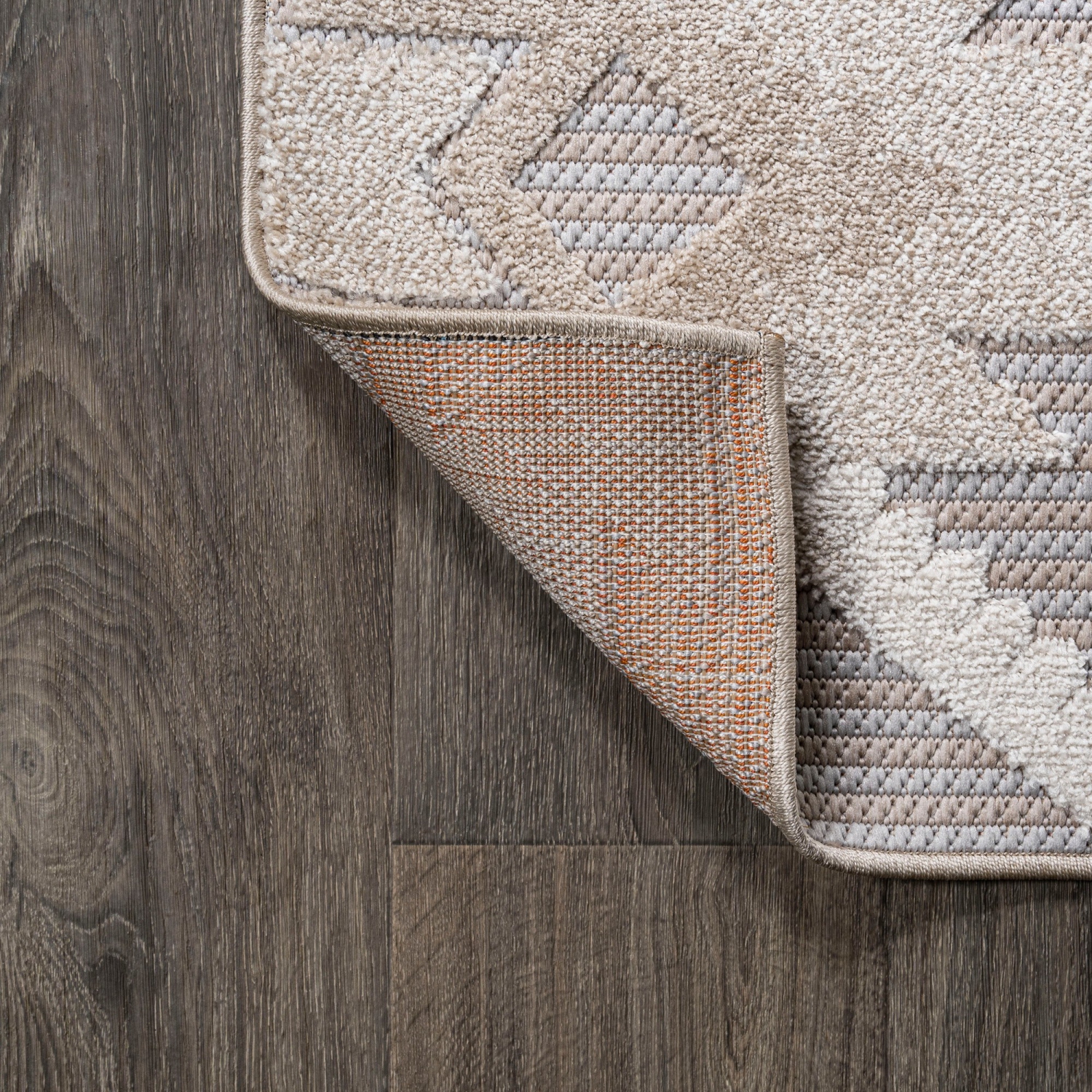 Sumak High-Low Pile Neutral Diamond Kilim Area Rug