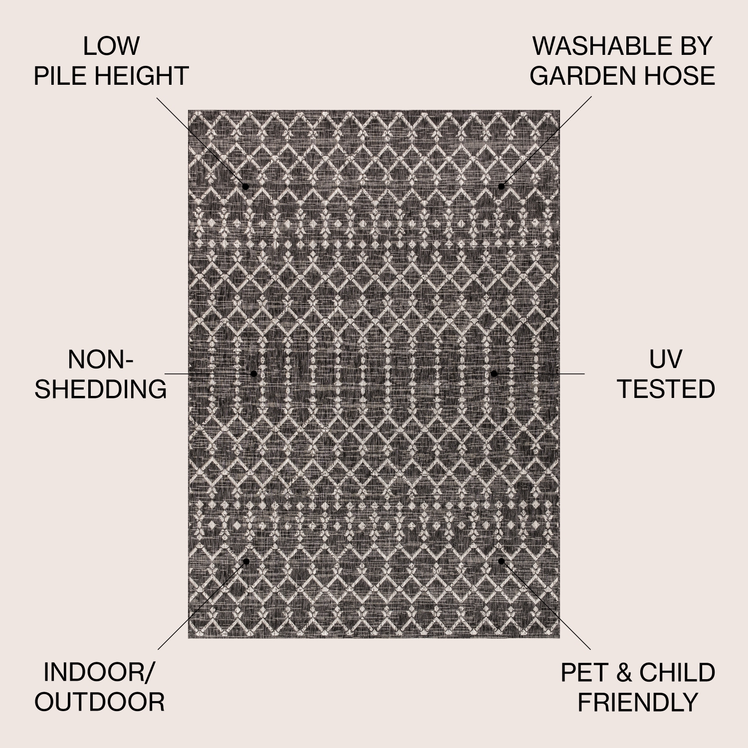 Ourika Moroccan Geometric Textured Weave Indoor/Outdoor Square Rug