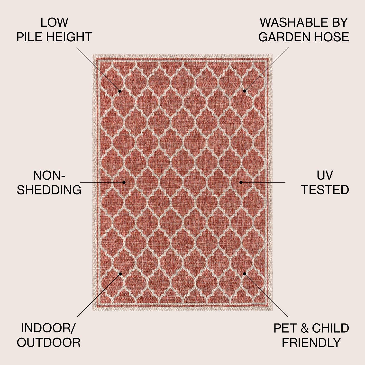 Tapis d'intérieur/d'extérieur Trebol Moroccan Trellis Textured Weave