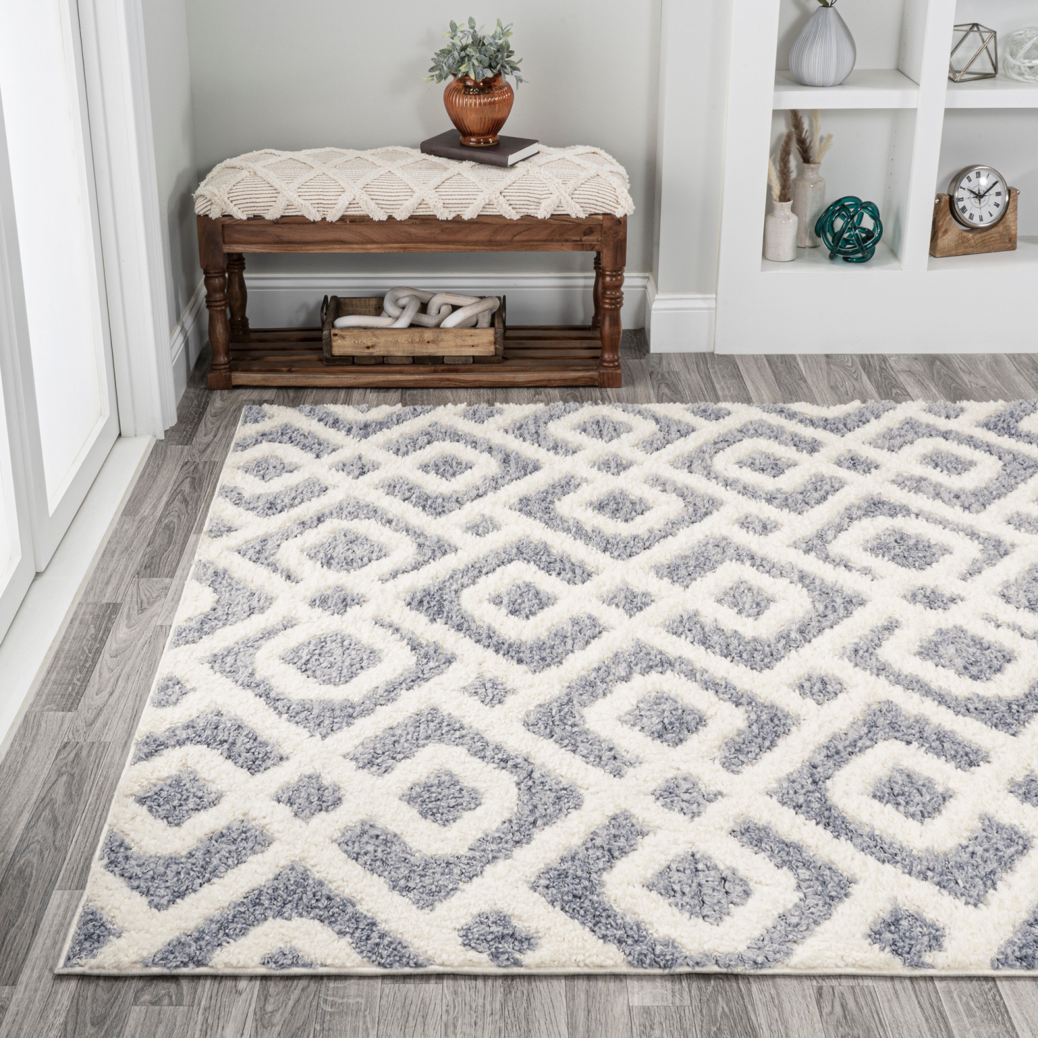 Astrid Retro Trellis High-Low Area Rug