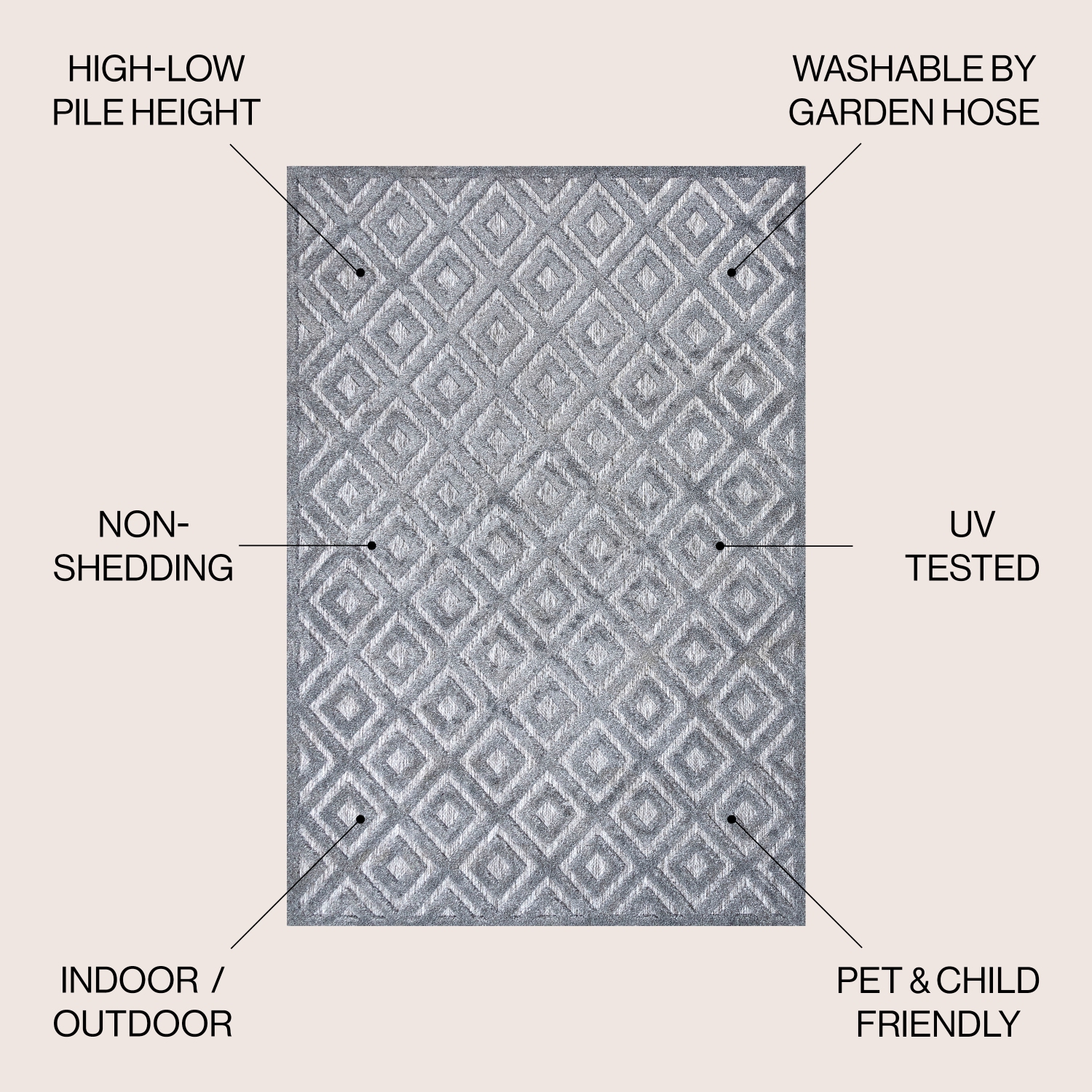 Portmany Neutral Diamond Trellis Indoor/Outdoor Area Rug