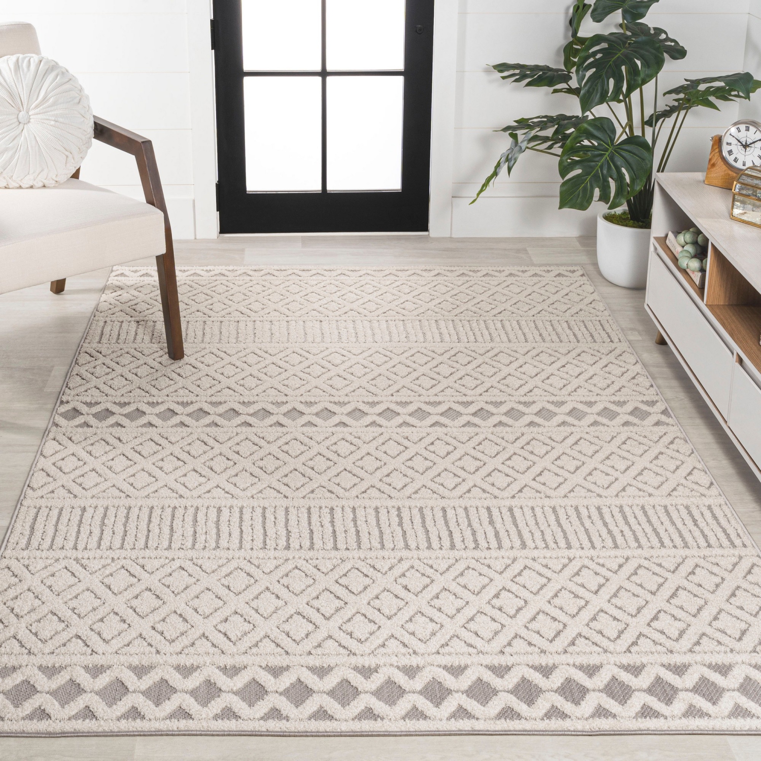 Tapis moderne Ormond, treillis géométrique haut-bas