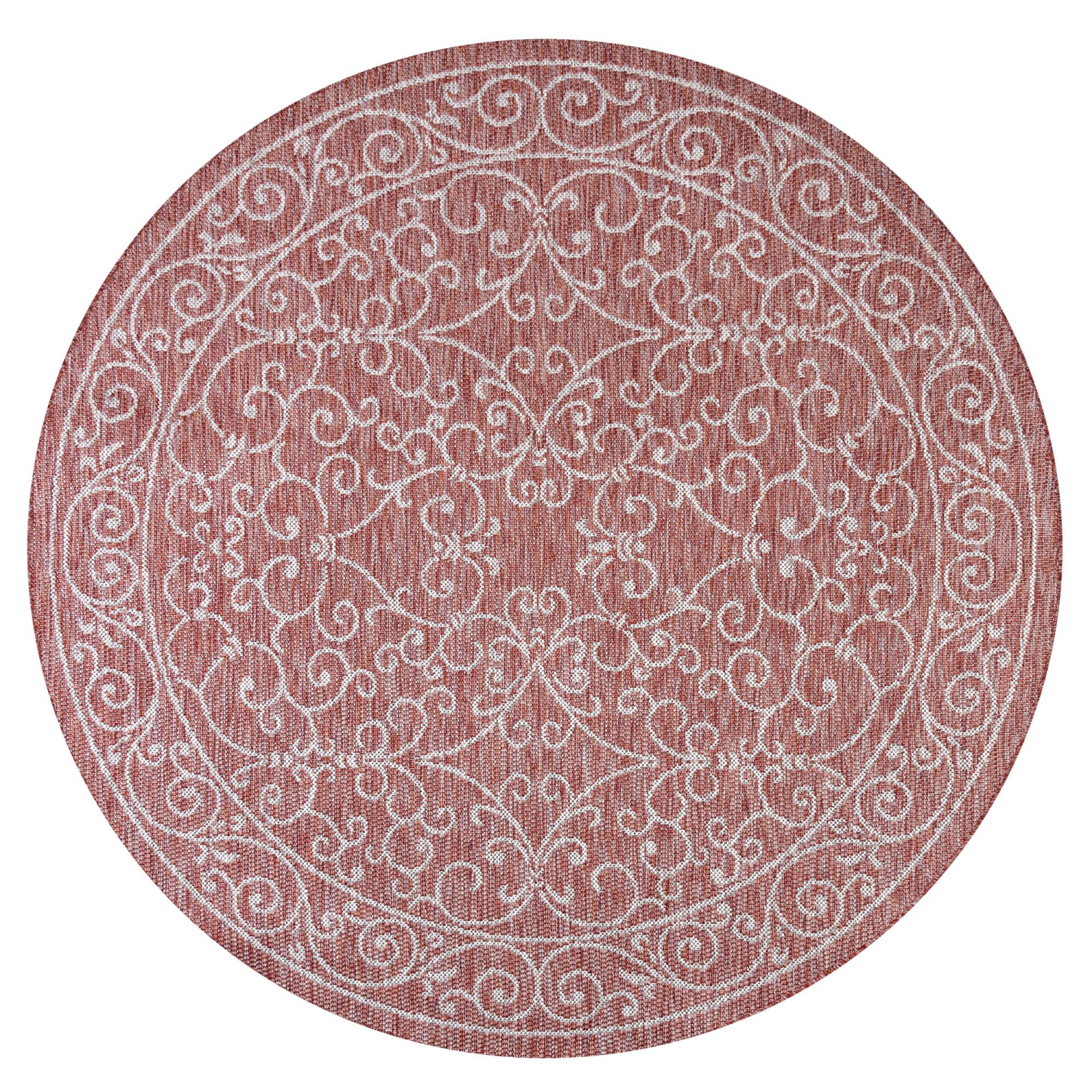 Charleston Vintage Filigree Textured Weave Indoor/Outdoor Round Rug