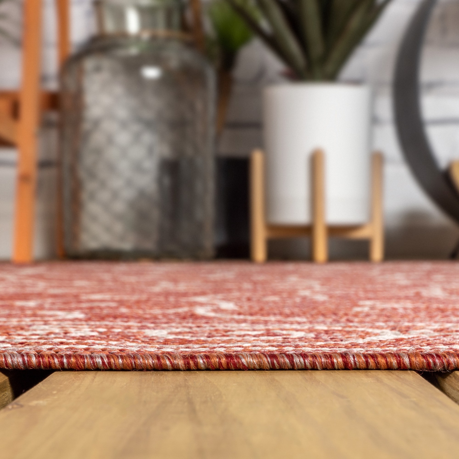 Charleston Vintage Filigree Textured Weave Indoor/Outdoor Round Rug