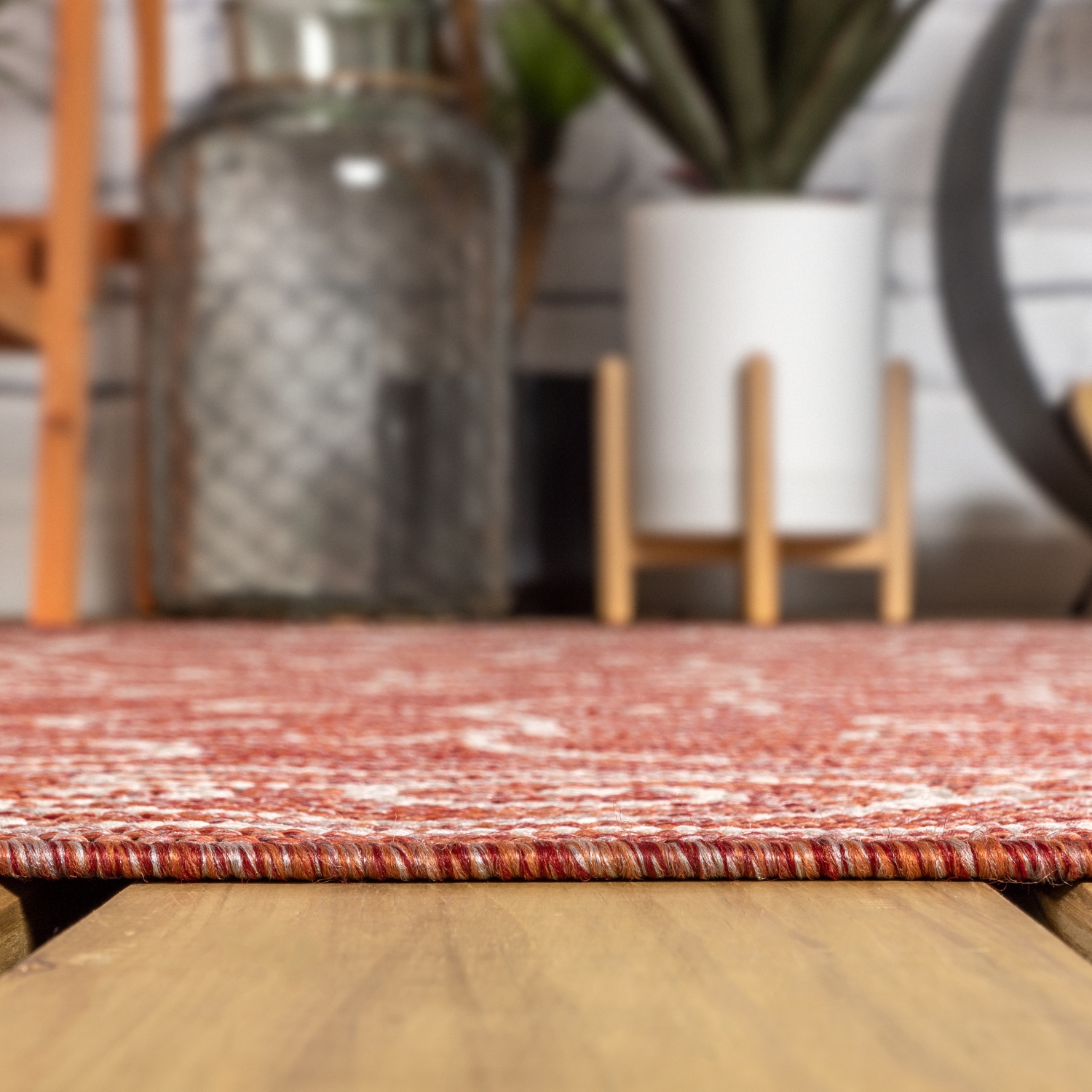 Charleston Vintage Filigree Textured Weave Indoor/Outdoor Round Rug