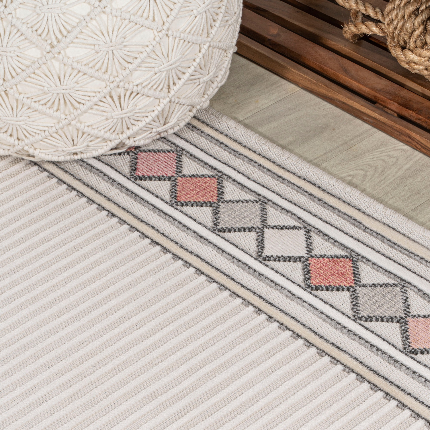 Sebastian High-Low Modern Diamond Border Area Rug
