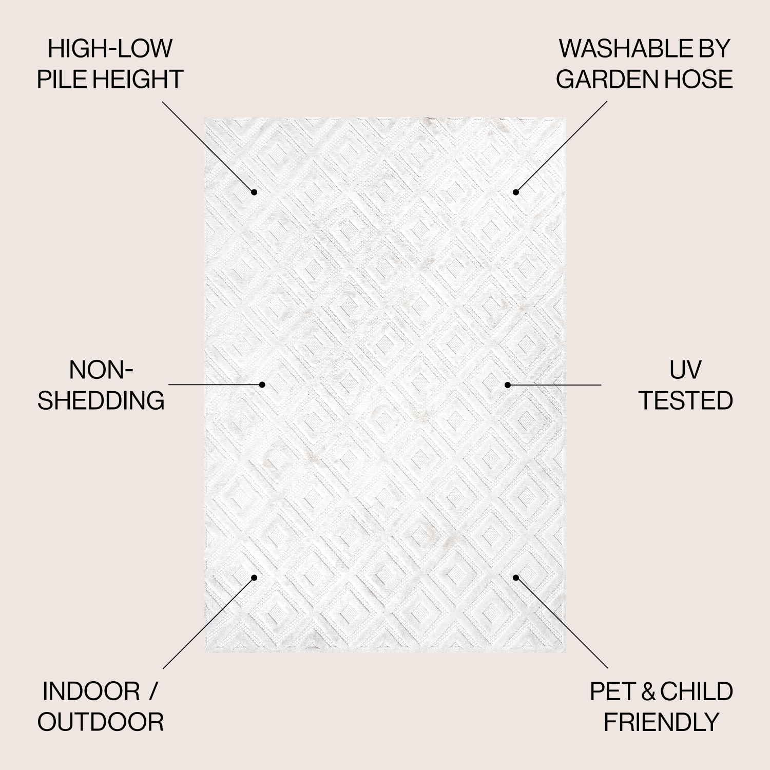 Portmany Neutral Diamond Trellis Indoor/Outdoor Area Rug