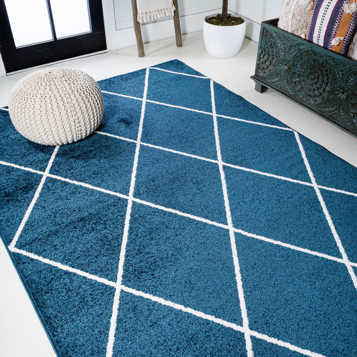 Tapis avec treillis à losanges de Cole Minimalist