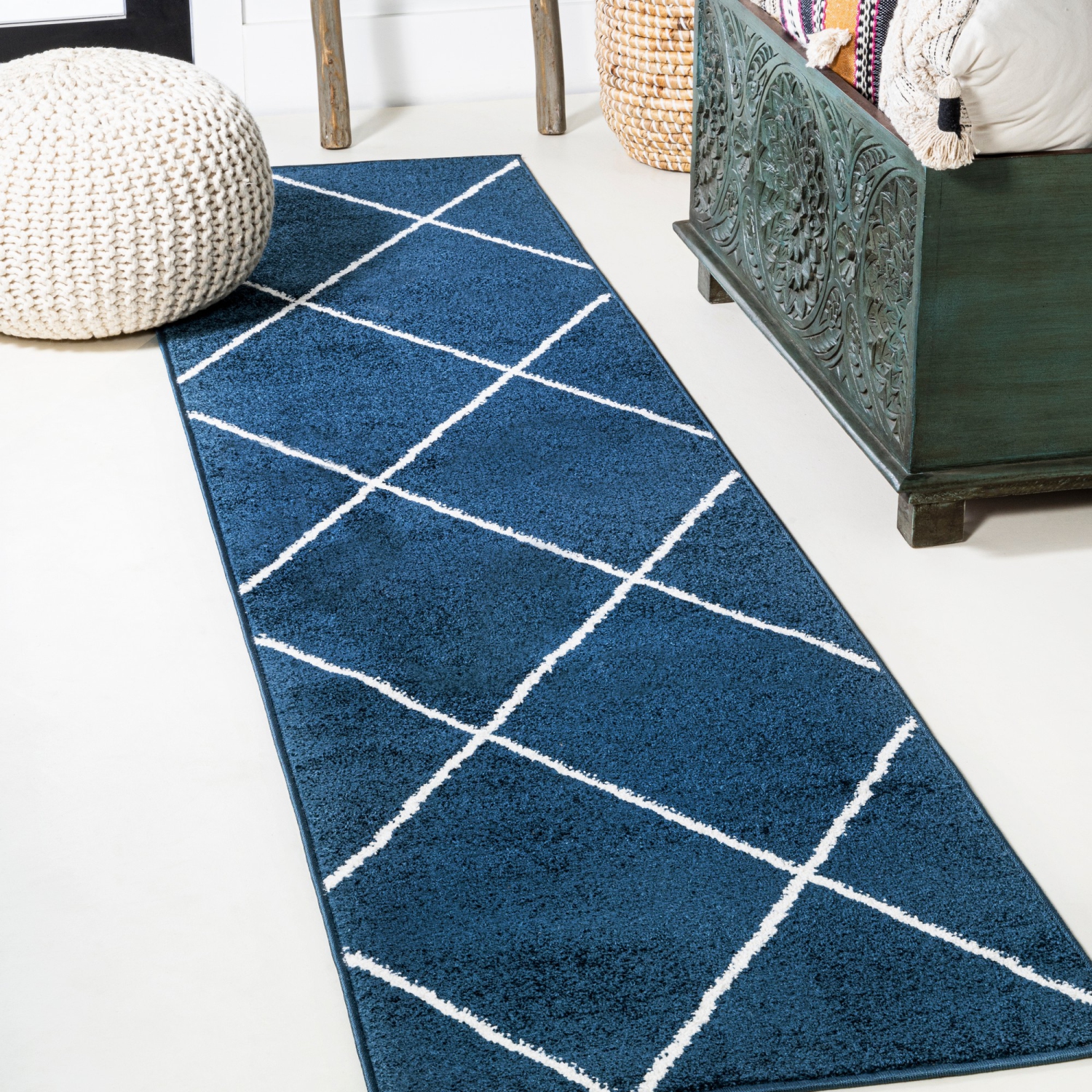 Cole Minimalist Diamond Trellis Area Rug