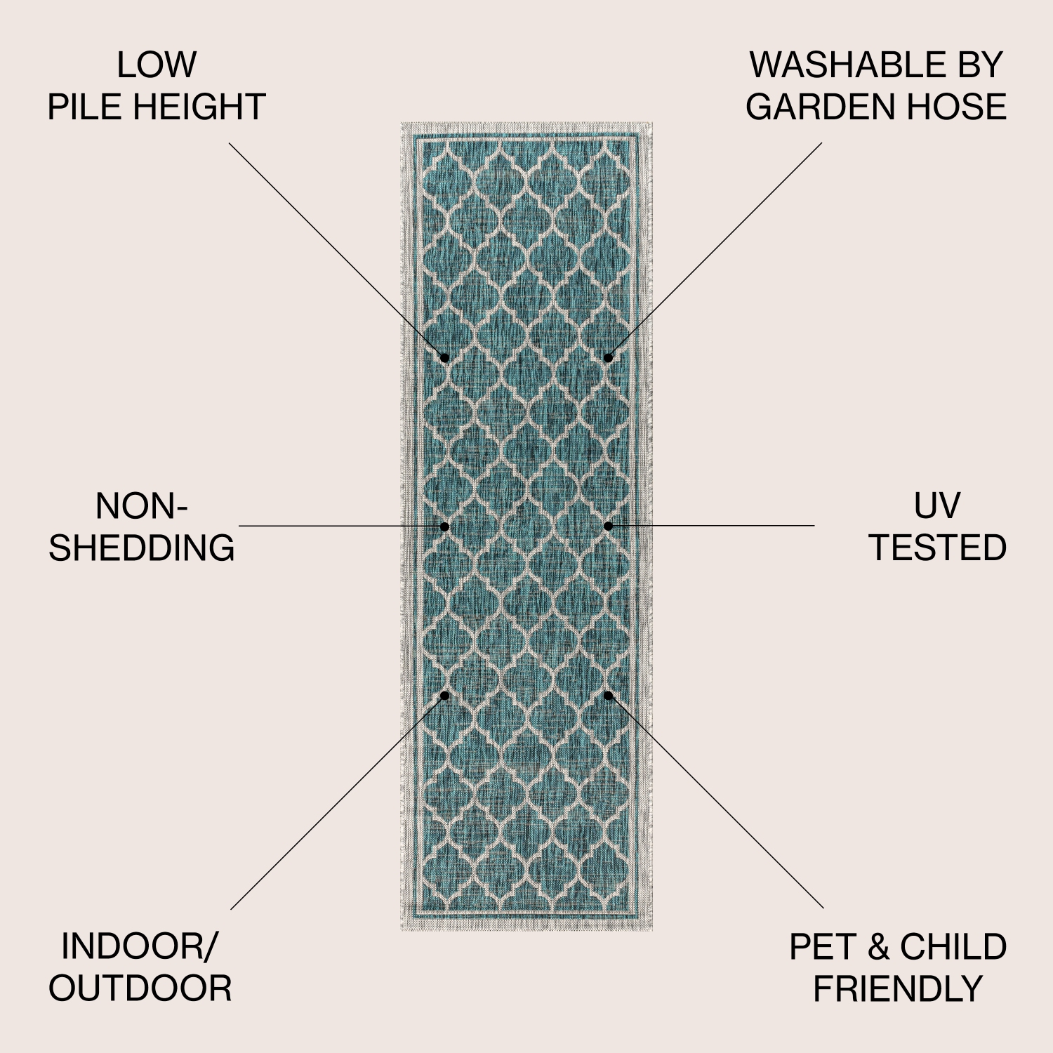 Trebol Moroccan Trellis Textured Weave Indoor/Outdoor Area Rug