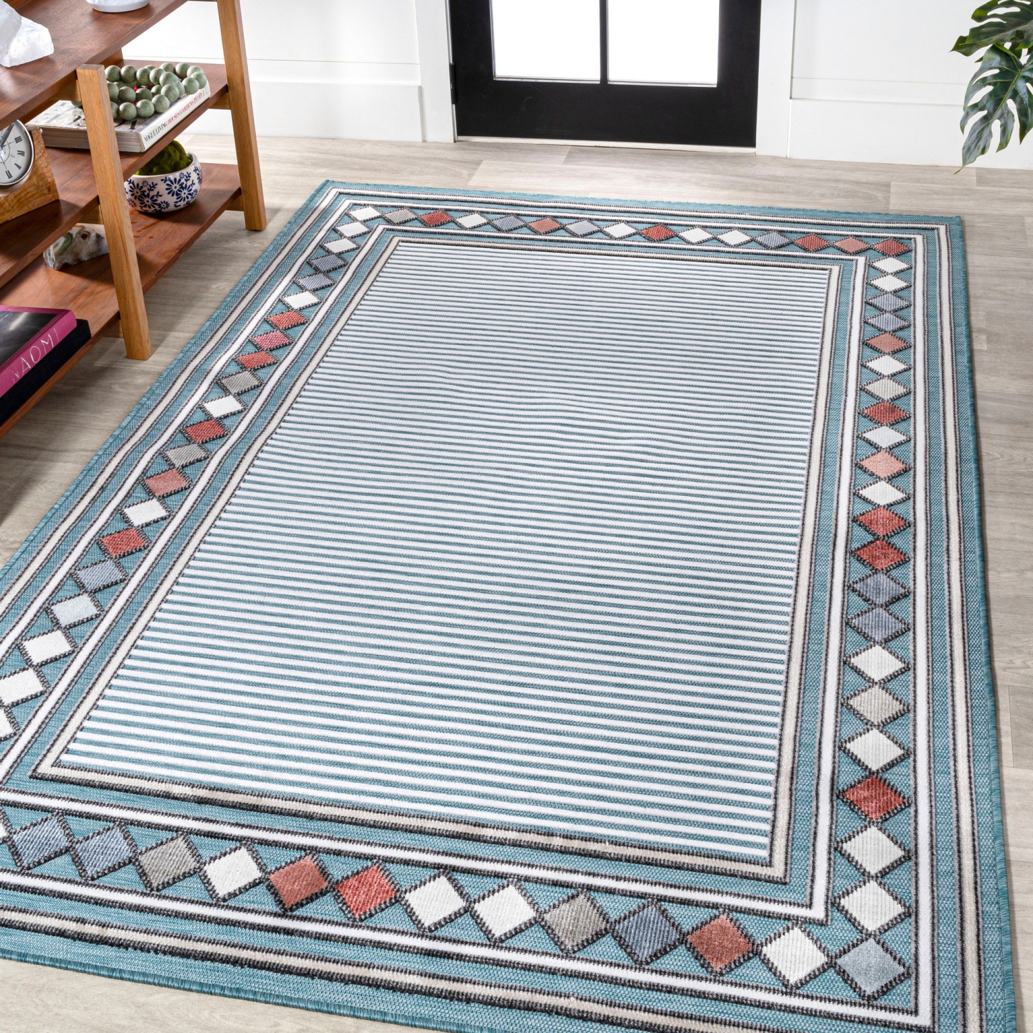 Sebastian High-Low Modern Diamond Border Area Rug