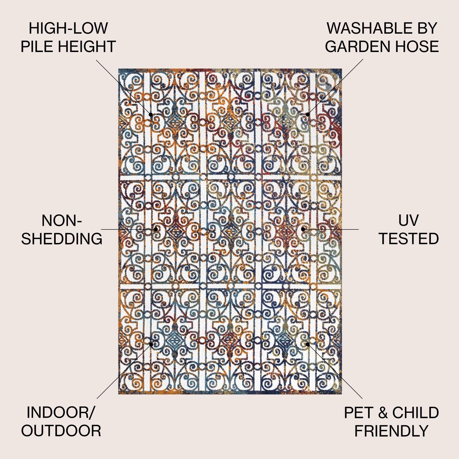 Tapis d'intérieur/d'extérieur Cetara Ornate Trellis