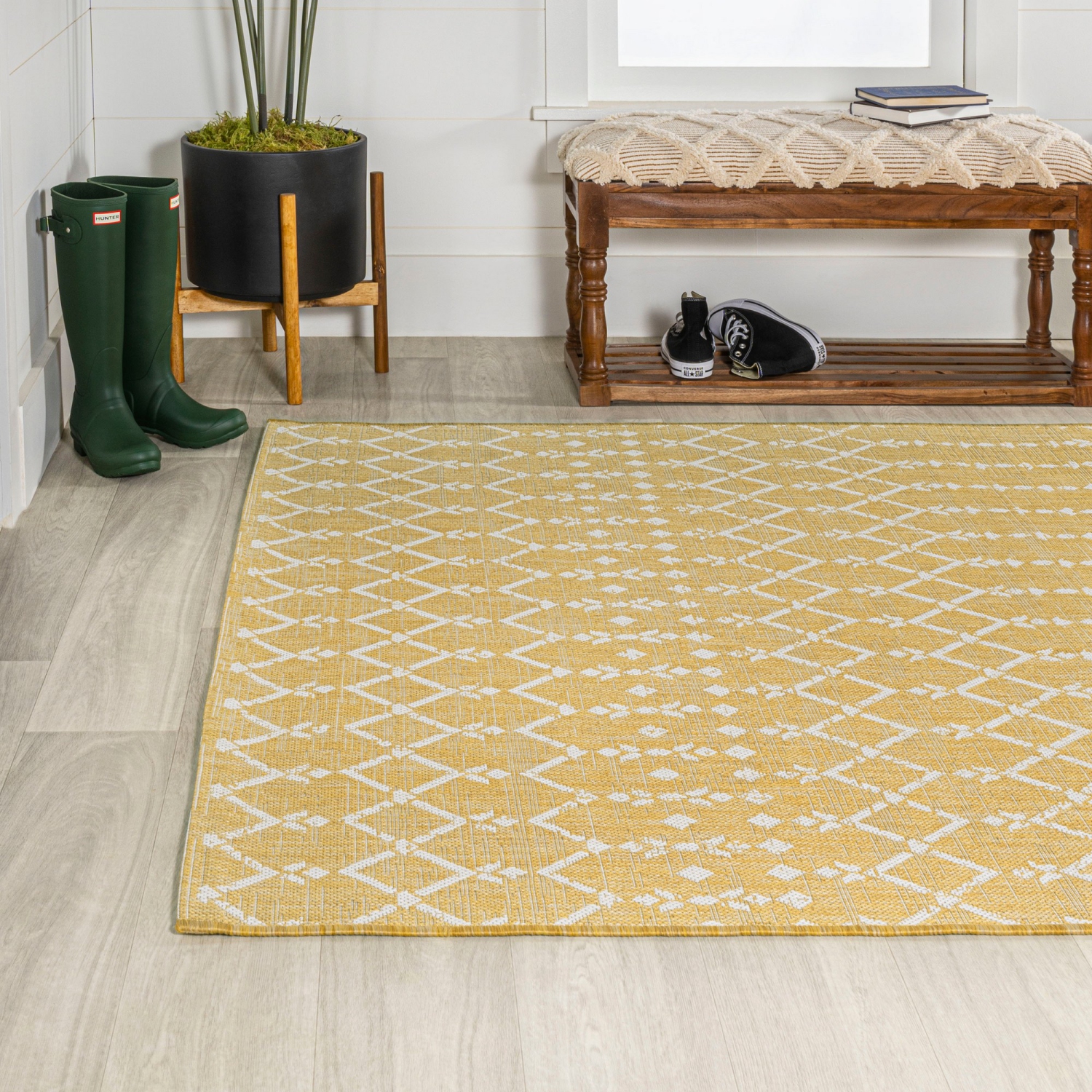 Ourika Moroccan Geometric Textured Weave Indoor/Outdoor Area Rug