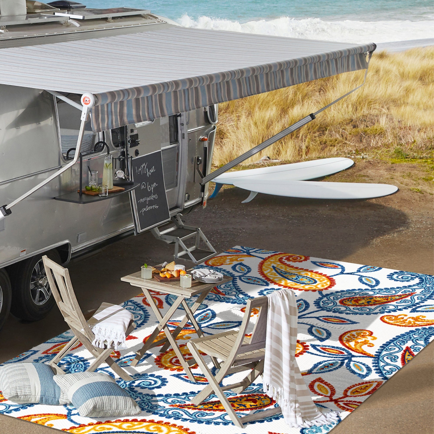 Tapis haut/bas à motif cachemire Julien pour l'intérieur et l'extérieur